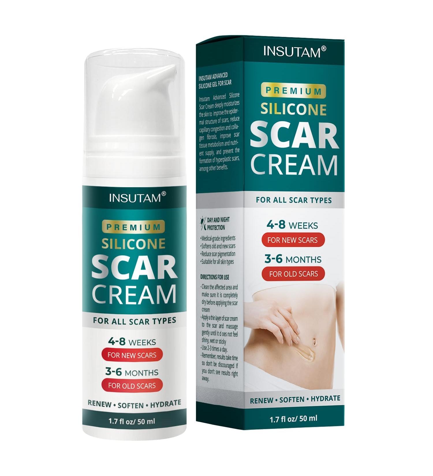 Medical Grade Silicone Scar Cream Gel for Old & New Scars - Fast-Acting Relief - Buy Online on GoSupps.com