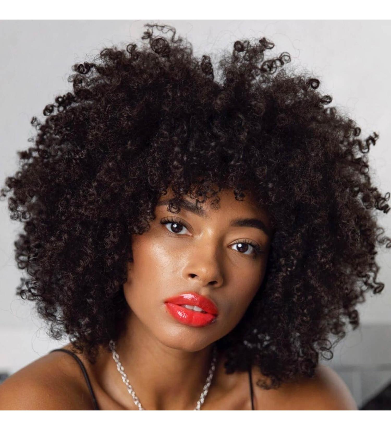 Queentas Real Hair Short Afro Wig for Women | Black Curly Wig with Ponytail | Perfect for Cosplay & Parties - Buy Online on GoSupps.com