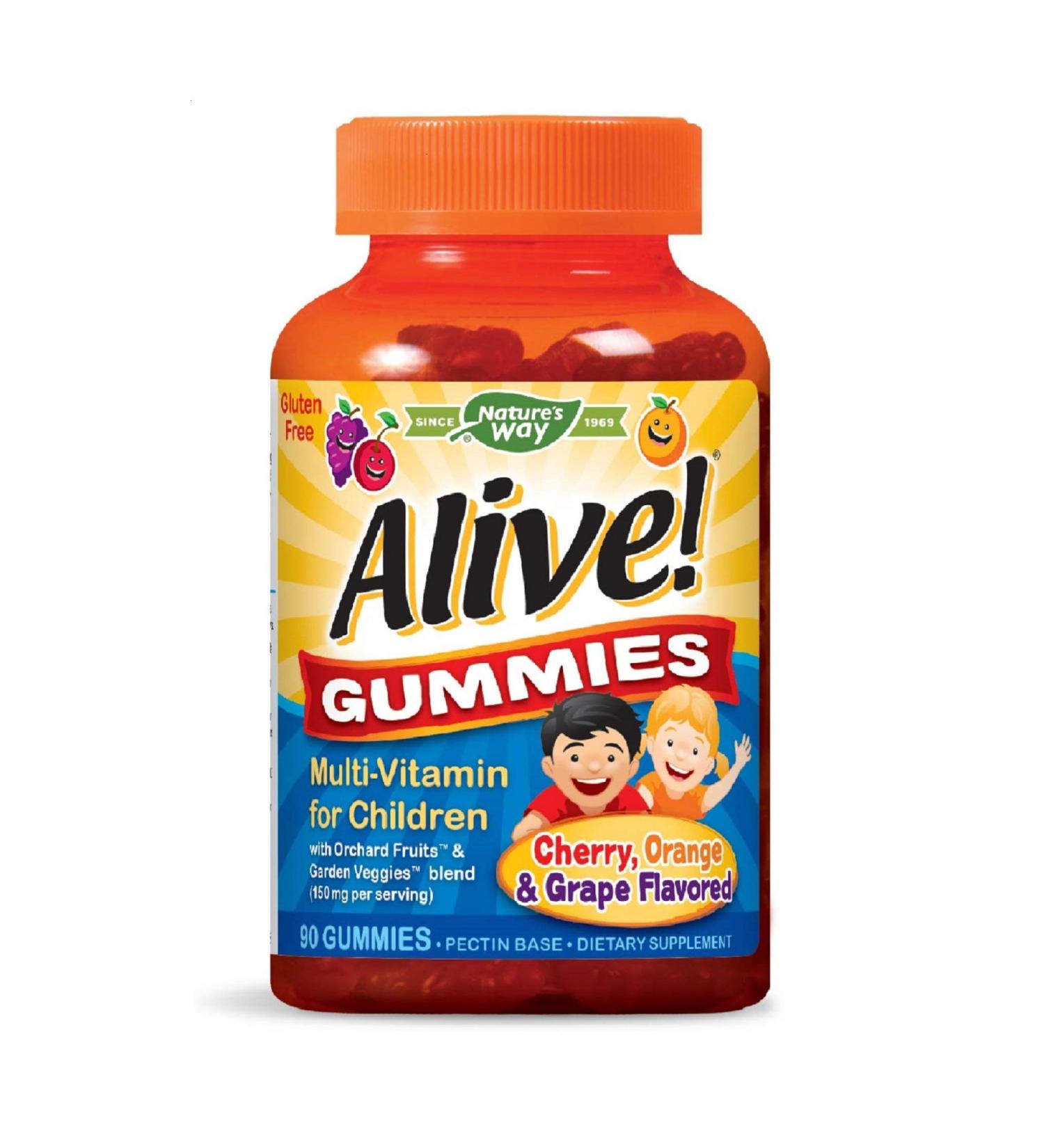 Nature's Way Alive! Children's Premium Gummy Multivitamin - Gluten Free - 90 Gummies, 90 Count - Pack of 1 - Buy Online on GoSupps.com