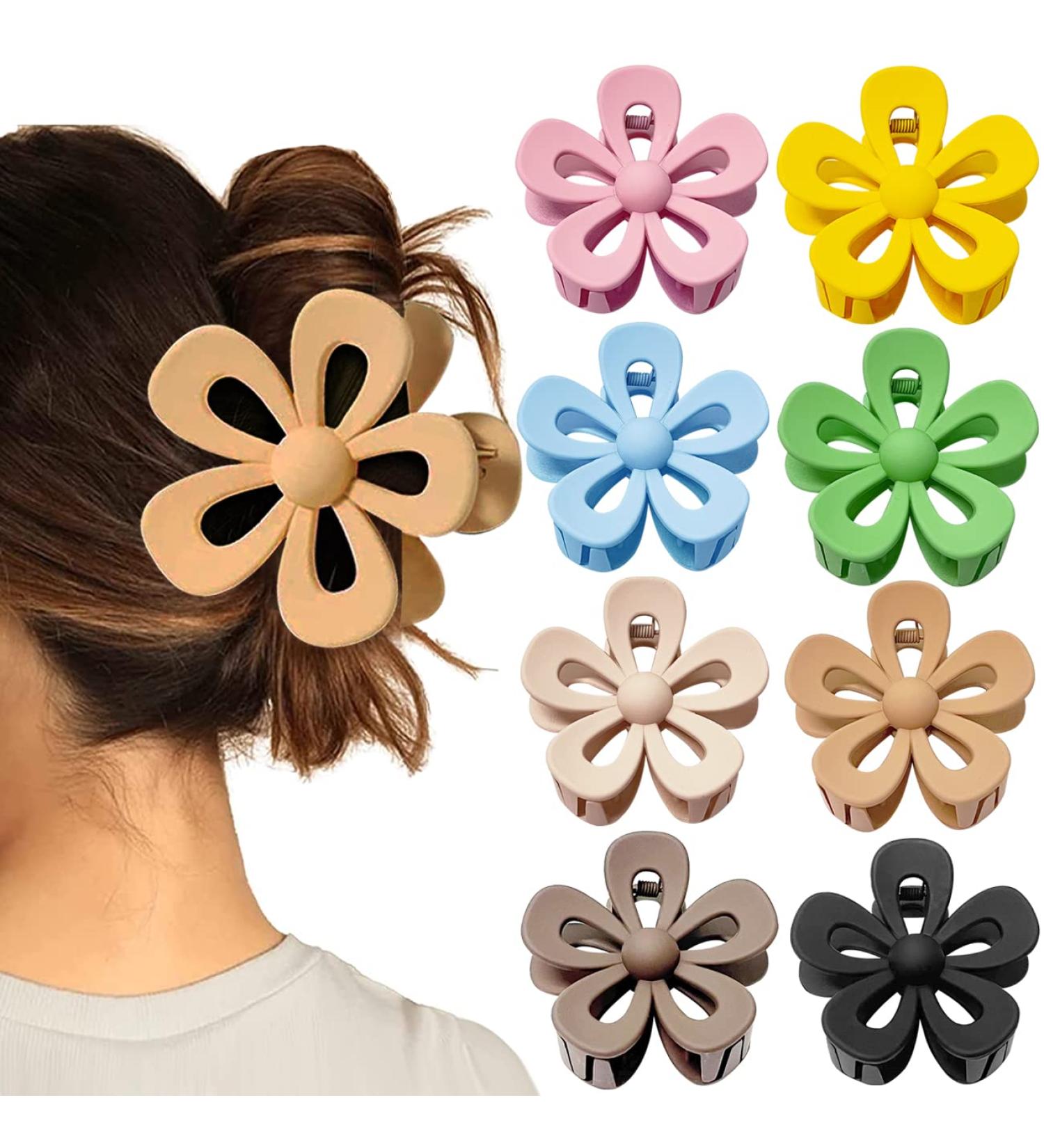 8PCS Flower Claw Clips for Thick Hair - Non Slip Matte Hair Accessories for Women and Girls - Buy Online on GoSupps.com
