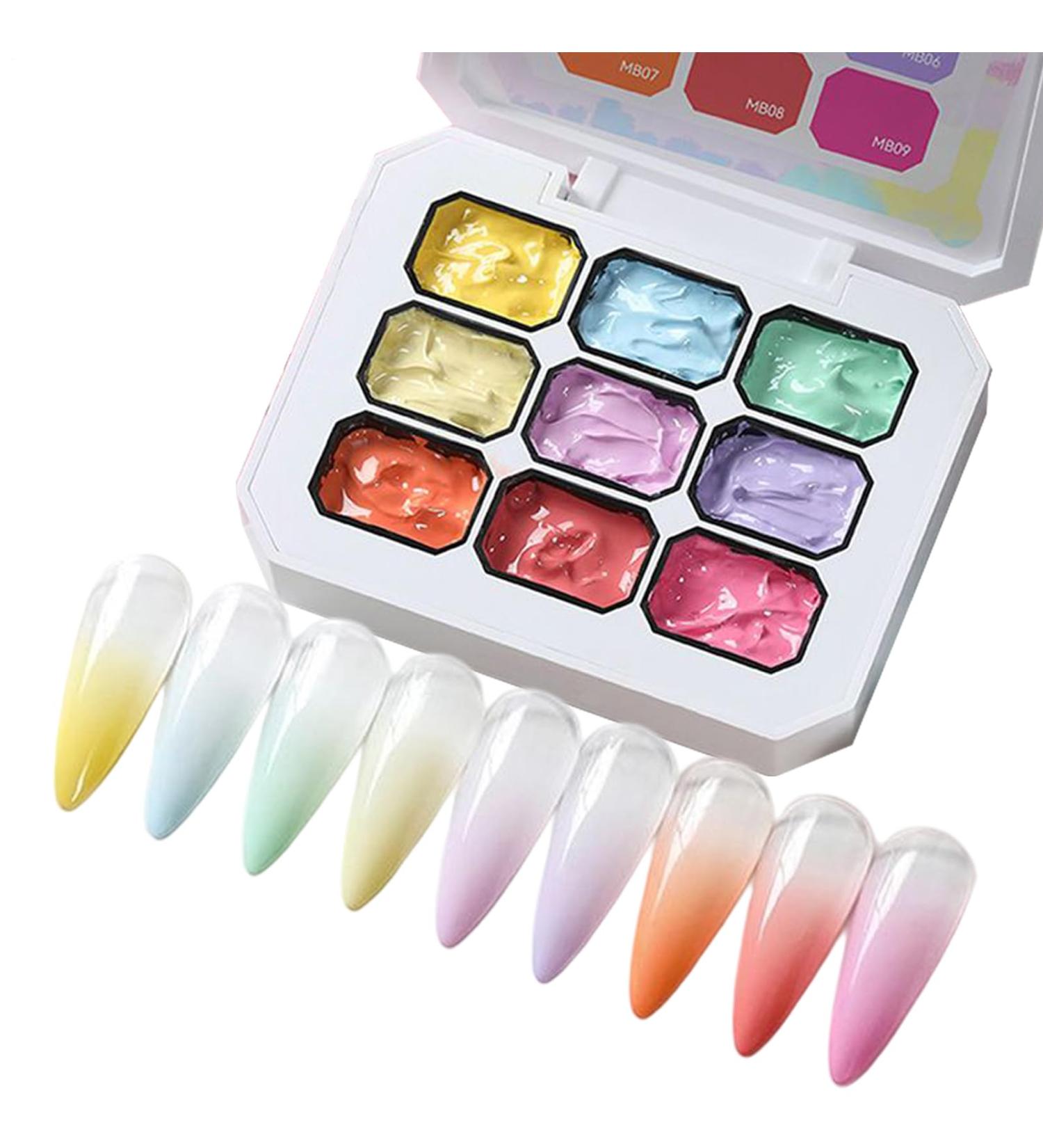  G n rique Goldient Gradient Gel Paint - 9 Colors | No UV LED Drying | Long Lasting Draws for Beauty Spider Rustrour Nail Polish Colors: Creating and Decorating - Buy Online on GoSupps.com