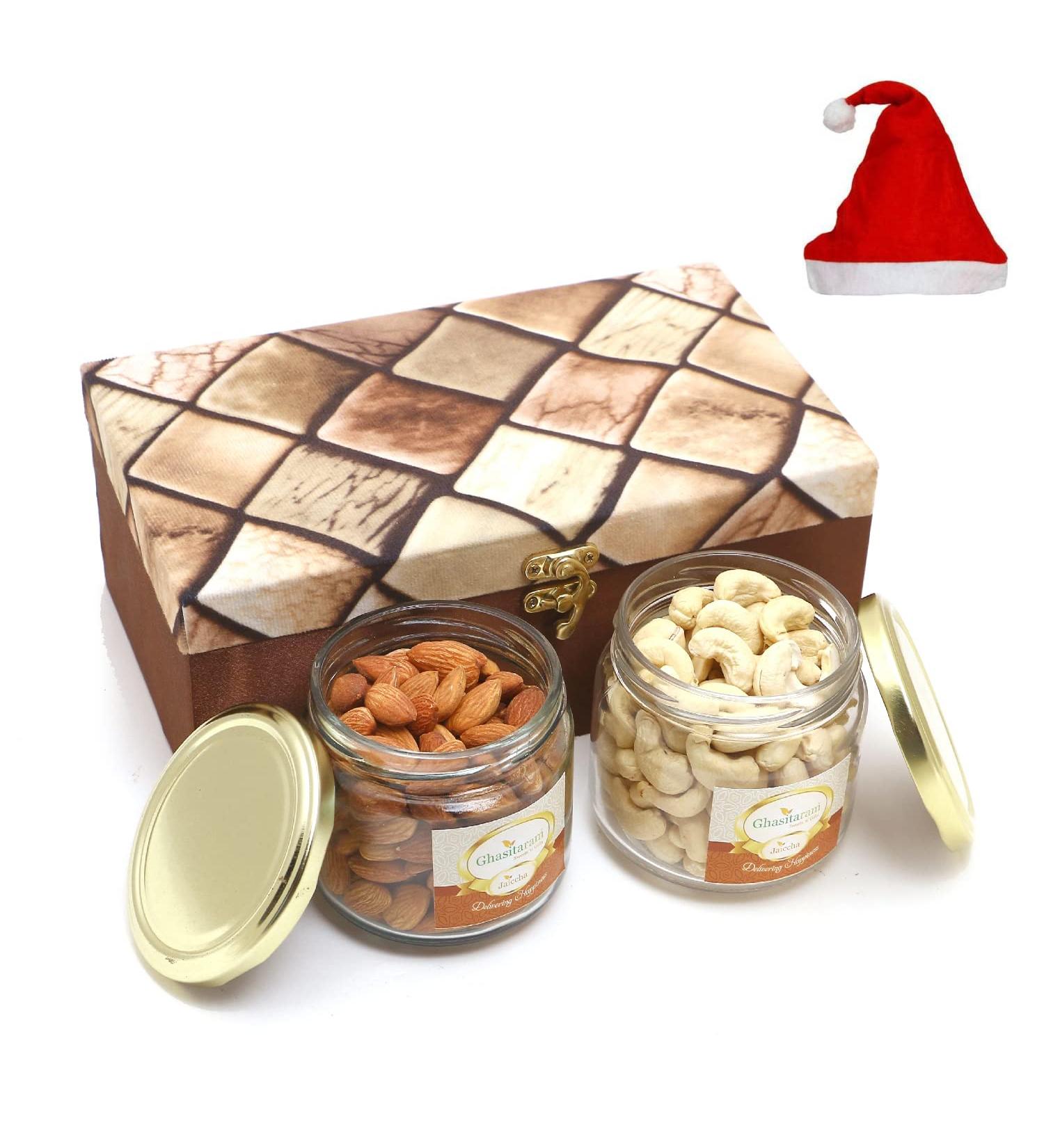 Jaiccha Ghasitaram Christmas Gifts Miracle Box of 2 Jars of Cashews and Almonds Miracle Box of 2 Jars Of Cashews & Almonds Cap - Buy Online on GoSupps.com