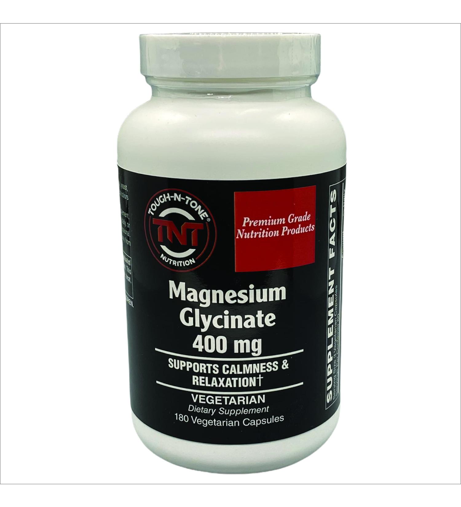 TOUGH-N-TONE Magnesium Glycinate 400mg Capsules | Vegan/Vegetarian | Gluten, Soy, Dairy Free | Maximum Absorption | Relaxation | 180 capsules - Buy Online on GoSupps.com