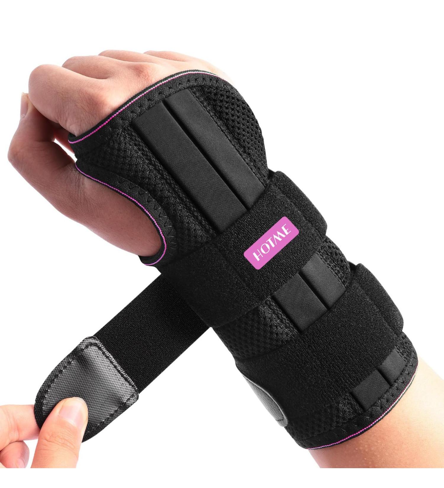 Buy Adjustable Wrist Brace for Carpal Tunnel Relief - Maximum Support Splint for Right Hand Ideal for Tendonitis & Arthritis - Night Support for Men & Women - Black & Rose Red S/M - Buy Online on GoSupps.com