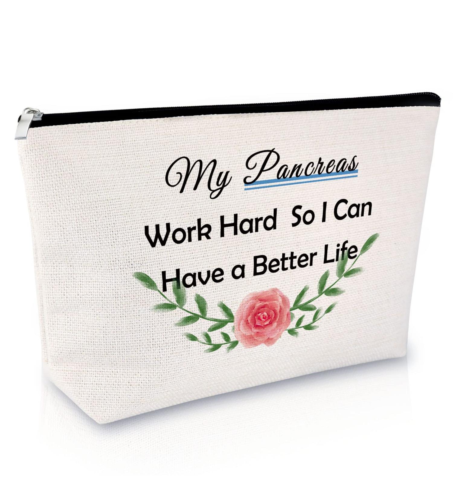 Diabetes Warrior Makeup Bag - Diabetes Support Gift for Women | Christmas Gift for Grandma & Mom | Diabetic Emergency Supply Pouch - Buy Online on GoSupps.com