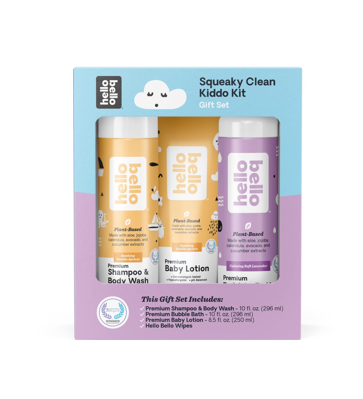 Hello Bello Squeaky Clean Kiddo Kit - Hypoallergenic Baby Bath Time Gift Set - Buy Online on GoSupps.com