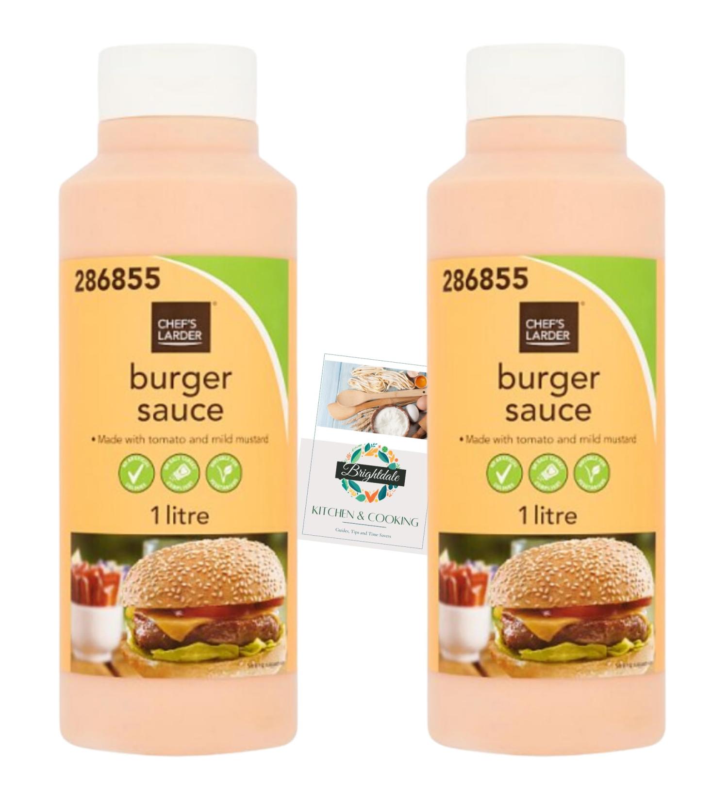 Burger Sauce Bundle with Chef's Larder Burger Sauce 1 Litre 2 Pack + Brightdale Kitchen Booklet - Buy Online on GoSupps.com