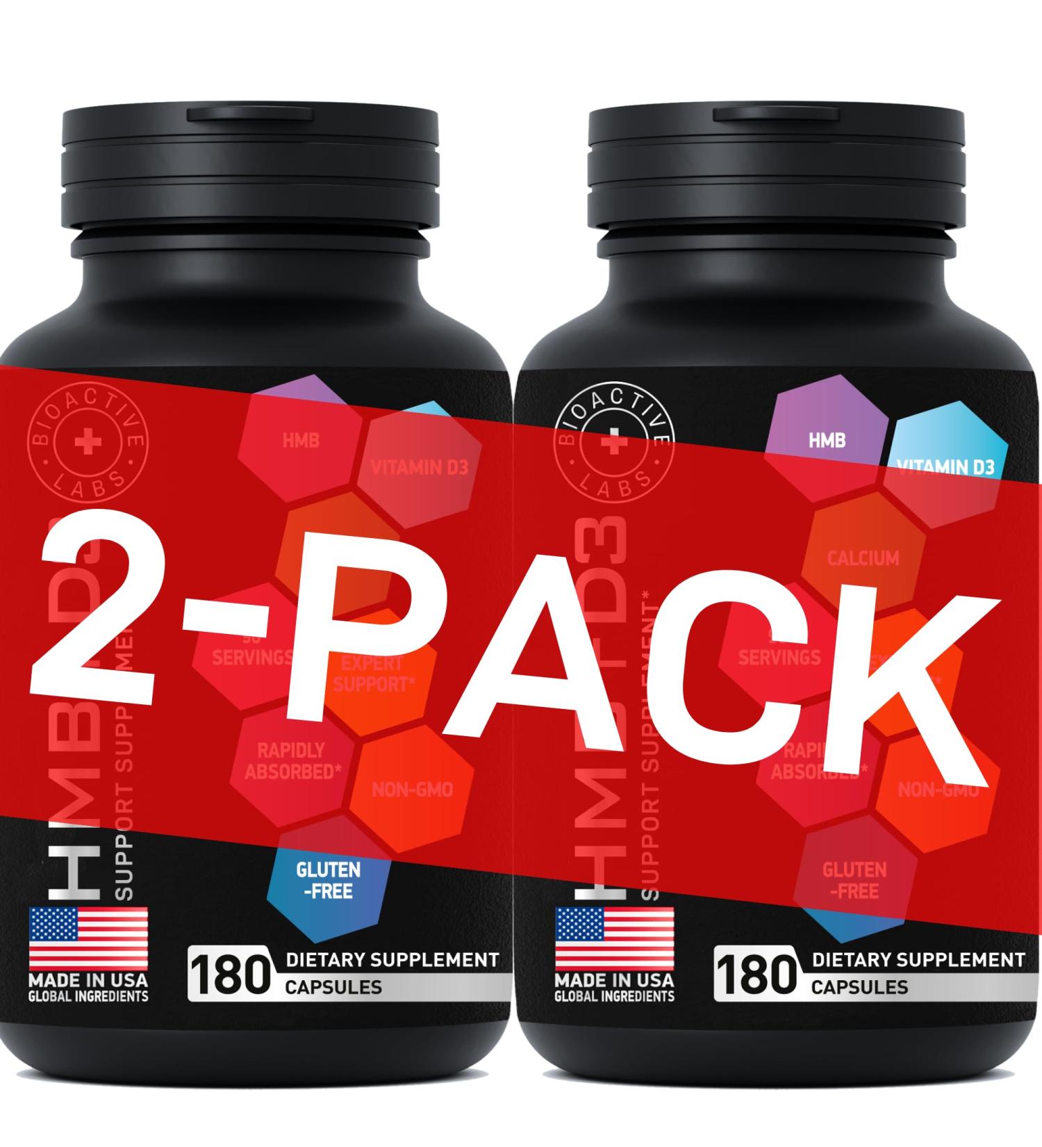 HMB & Vitamin D3 Supplement - 1000mg HMB with Calcium for Muscle Growth & Recovery - 360 Capsules 6-Month Supply - Optimize Strength & Mass Gain - Buy Online on GoSupps.com