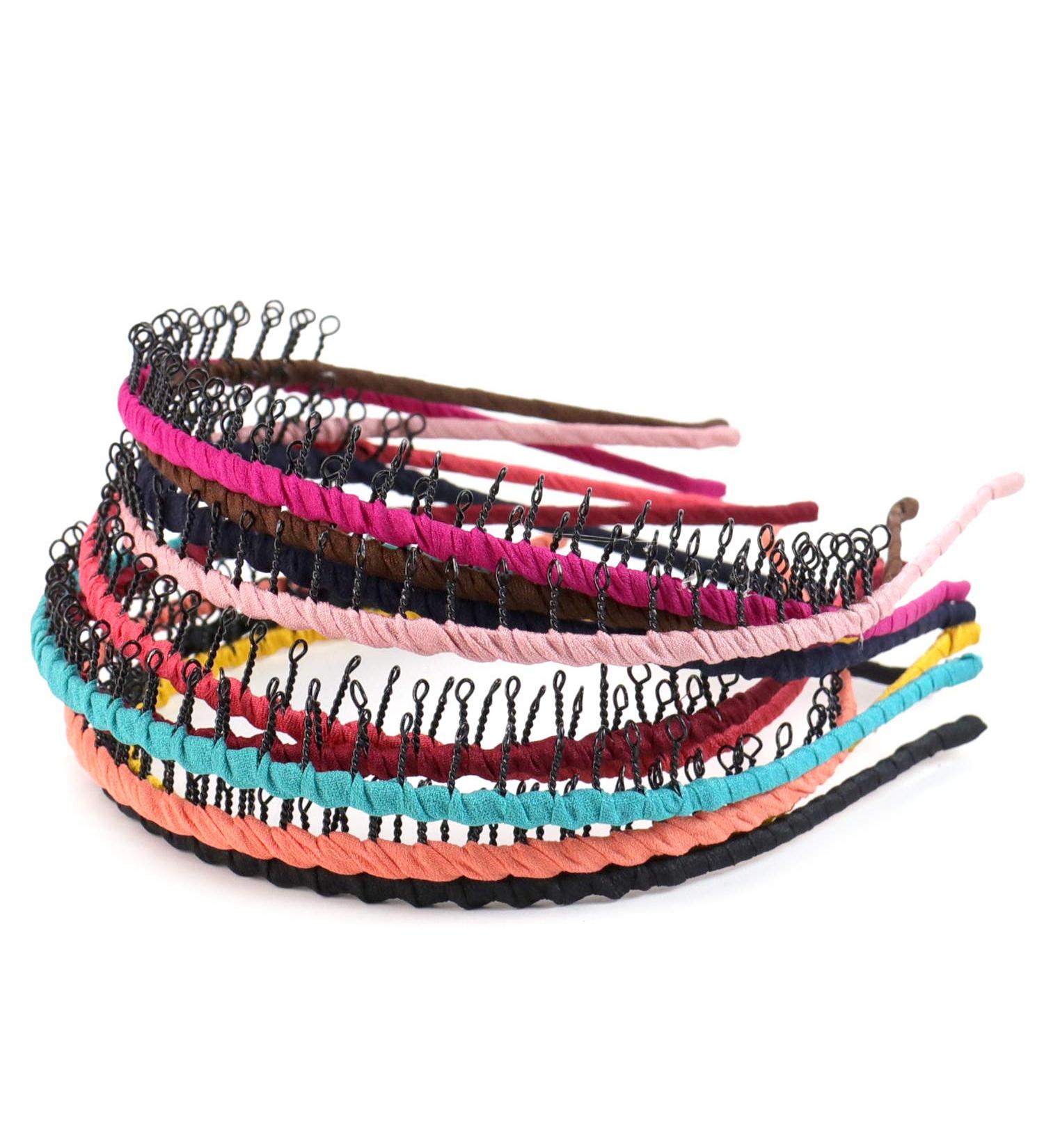Framendino Ribbon Wrapped Metal Headbands - 10 Pack Hair Hoop with Teeth Comb for Women & Girls - Buy Online on GoSupps.com
