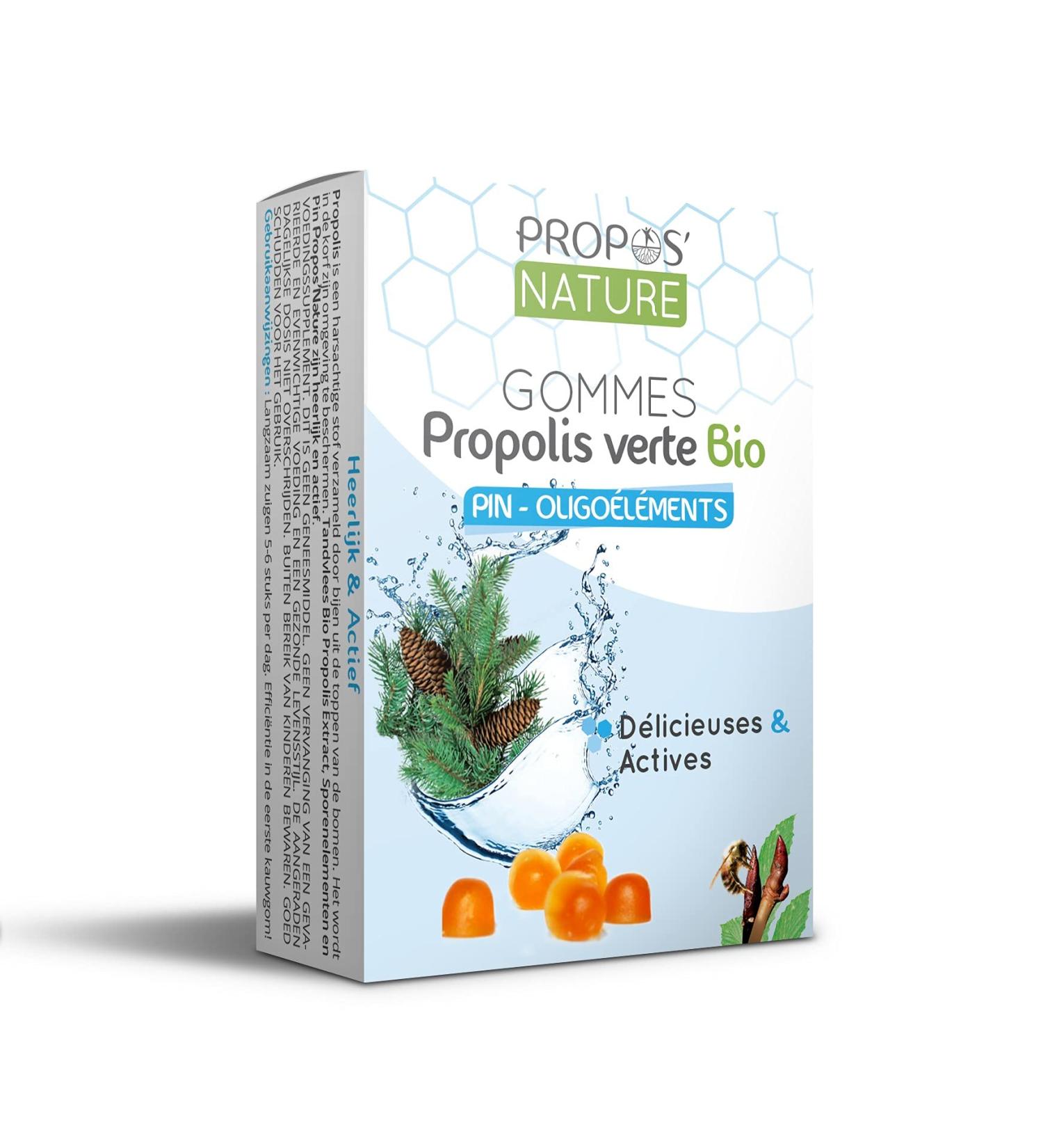 Organic Green Propolis Gums - Trace Elements & Pine - 45g - Sore Throat - Certified Organic - Made in France - Organic Scots Pine Essential Oil - PROPOS'NATURE - Buy Online on GoSupps.com