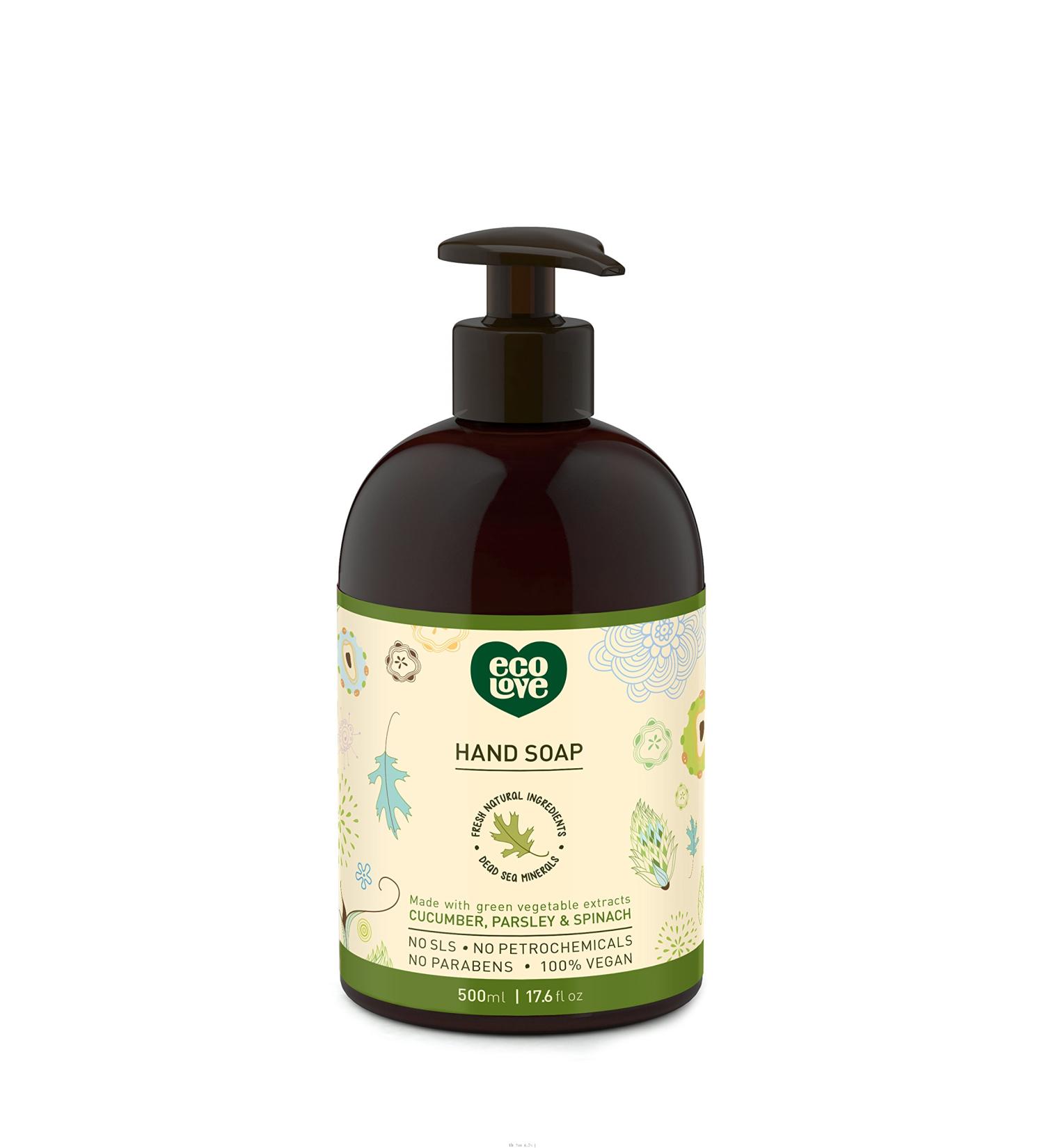 ecoLove Organic Liquid Hand Soap - Cucumber, Spinach & Parsley | Vegan, SLS & Paraben-Free, 17.6 oz - Buy Online on GoSupps.com