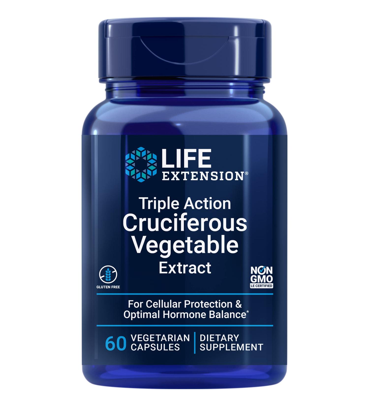 Life Extension Triple Action Cruciferous Vegetable Extract - 60 Veggie Capsules for Health - Buy Online on GoSupps.com