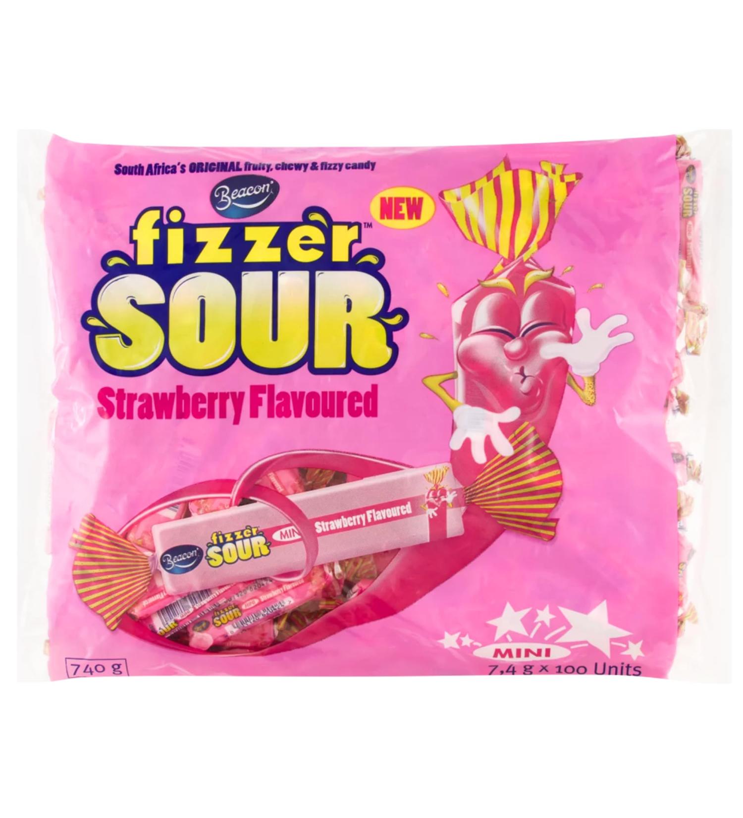 Beacon Fizzer Mini Dubbles - Mini Sour Strawberry 100s - Tasty Sweets for Adults & Kids - Sweet Gift for All Occasions - 740grams - Buy Online on GoSupps.com