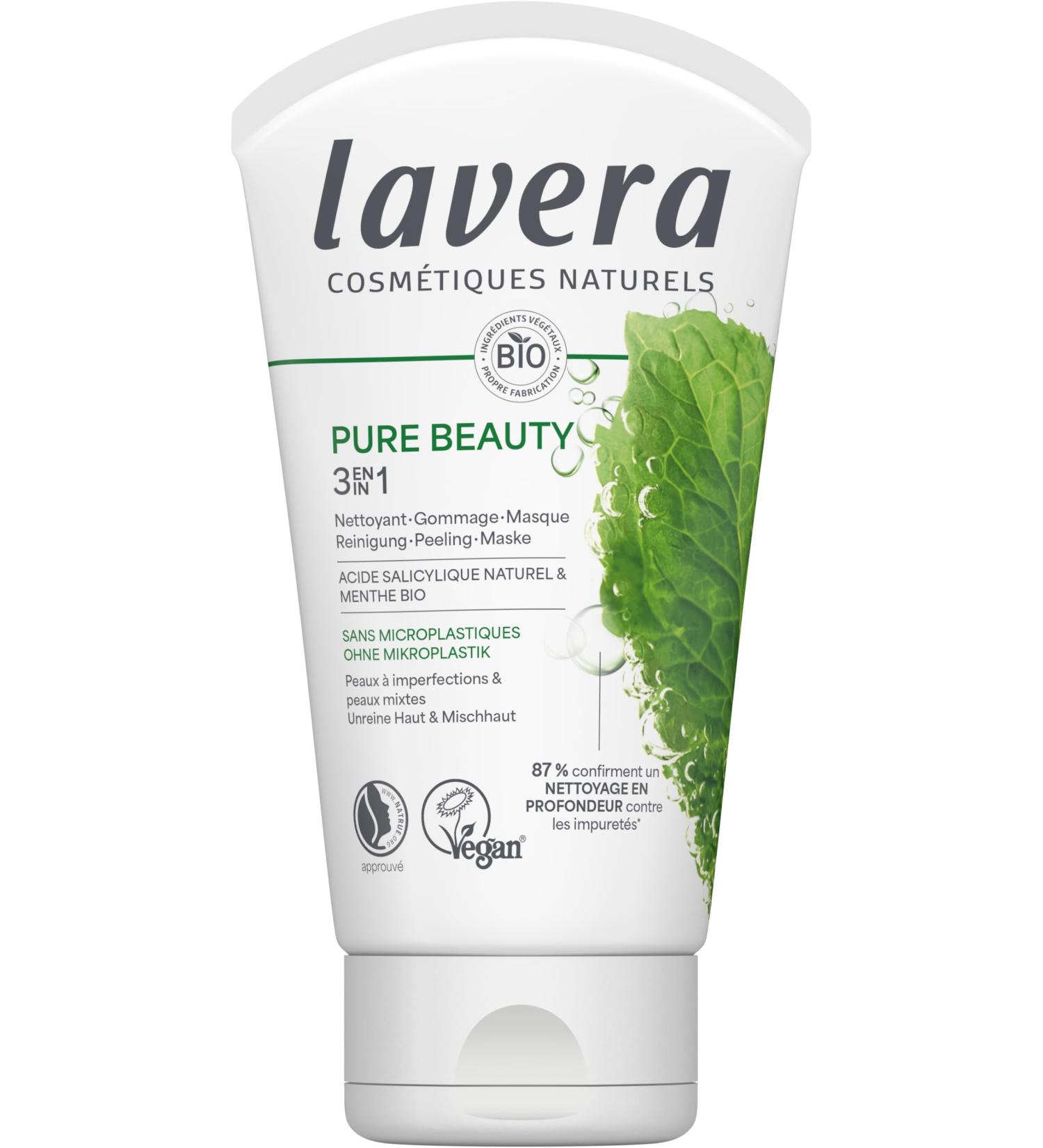 lavera Pure Beauty 3en1 Nettoyant Gommage Masque - limine en douceur les cellules mortes - R duit les points noirs chez 93% des participant(e) s - vegan - 125 ml Successeur - Buy Online on GoSupps.com