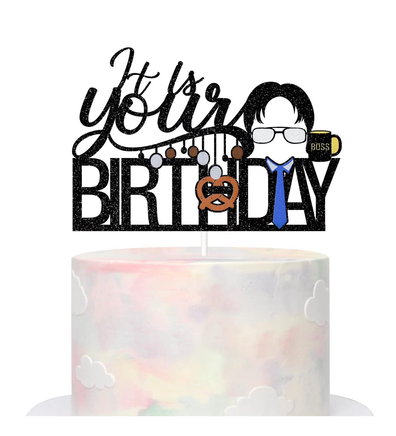 It's Your Birthday Cake Topper The Office Themed Birthday Party Decorations Coworker Bday Decor Supplies Assembled Double-Sided Glitter - Buy Online on GoSupps.com