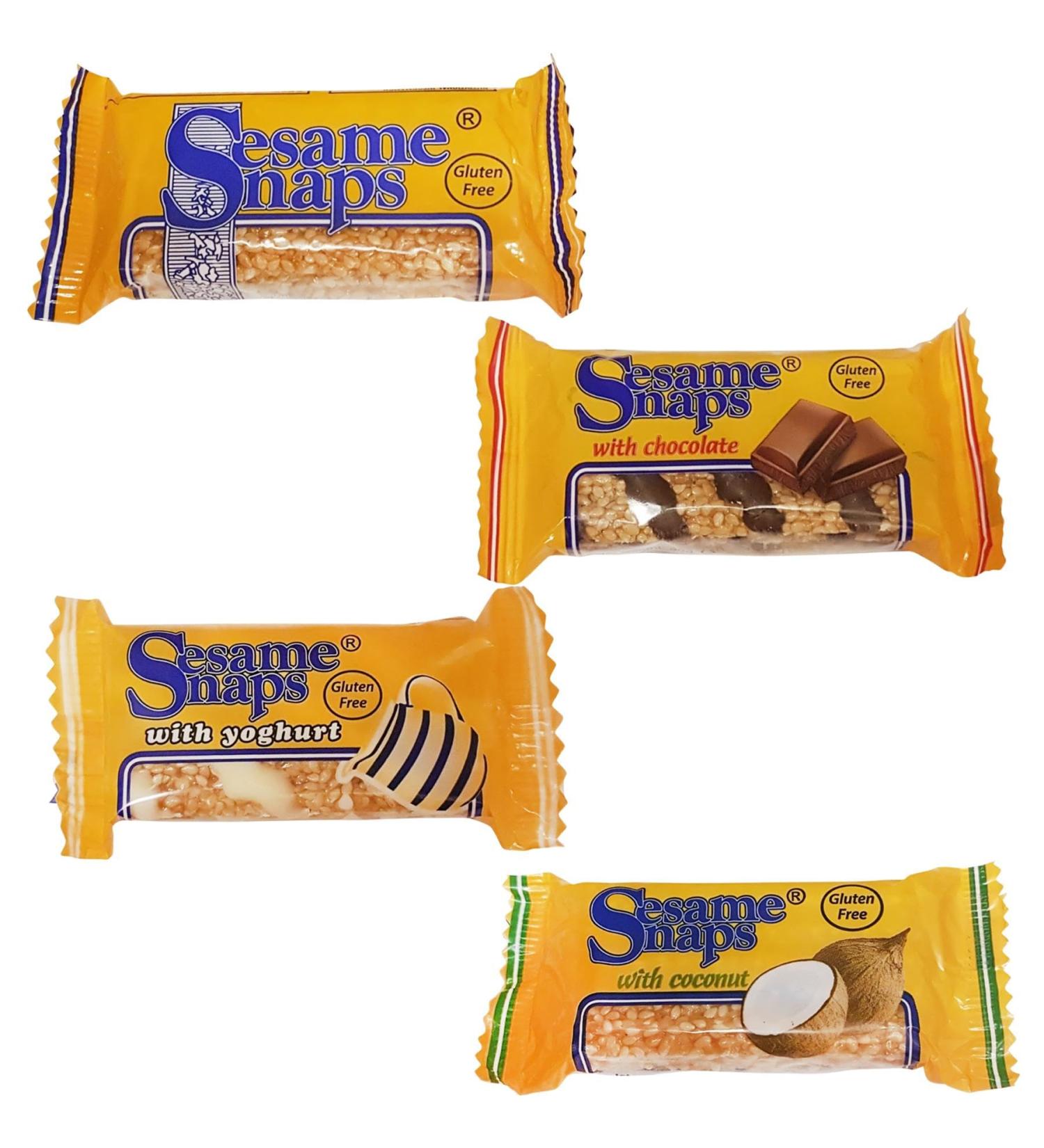 Sesame Snaps Snack Pick N Mix - Choose From Bar with 4 Flavours - Snaps Chocolate Yoghurt Coconut | Pack of 12 x 30g (Each of 3) 30 g (Pack of 12) - Buy Online on GoSupps.com