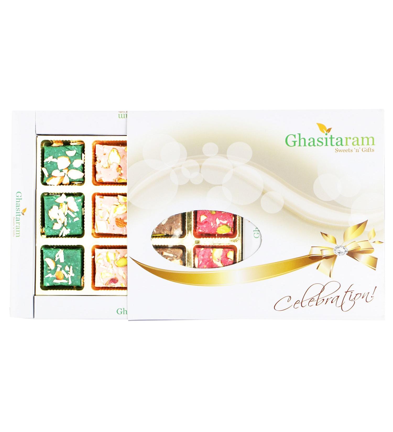 Ghasitaram Gifts Indian Sweets - Sweets Exotic Assorted Kaju Squares Box -300gms - Buy Online on GoSupps.com