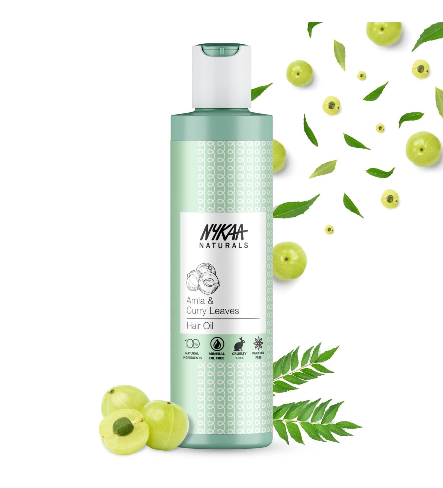 Nykaa Naturals Amla & Curry Leaves Hair Oil - Prevents Hair Loss, Strengthens Roots - 100% Natural, Sulphate Free - 200ml - Buy Online on GoSupps.com