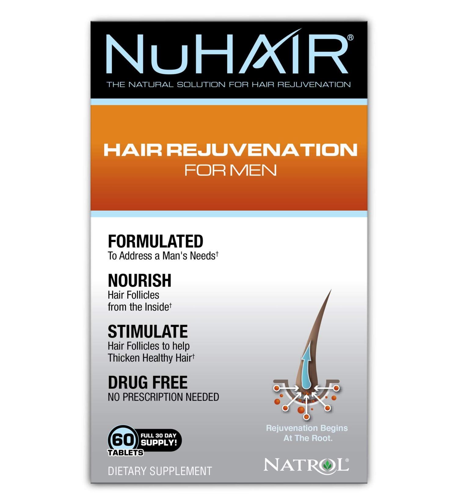 NuHair Hair Rejuvenation for Men - 60 Tablets | Promote Hair Growth & Thickness - Buy Online on GoSupps.com