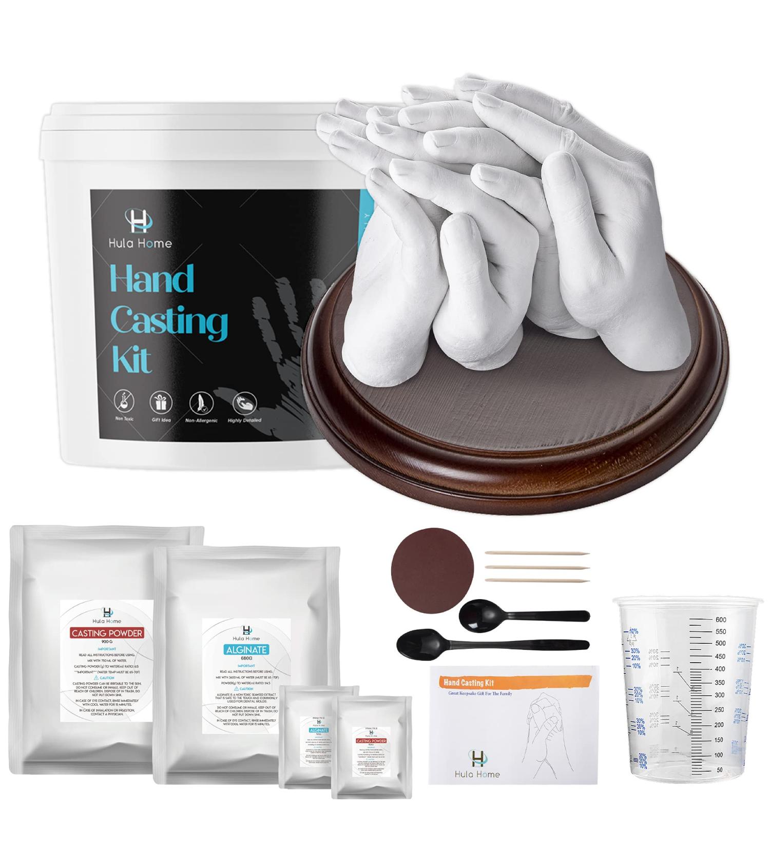 XL DIY Hands Casting Kit for Up to 6 People | Statue Molding Kit with Wood Base | Hand Mold Keepsake Sculpture for Adults & Children | Ideal for Birthday, Wedding, Anniversary - Buy Online on GoSupps.com