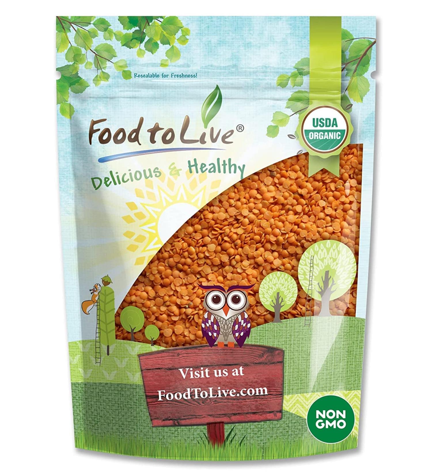 Organic Red Split Lentils 3lb - Non-GMO Masoor Dal, Vegan & Kosher - High Fiber & Protein, No Soaking - Ideal for Soups, Dhal & Curries - Buy Online on GoSupps.com