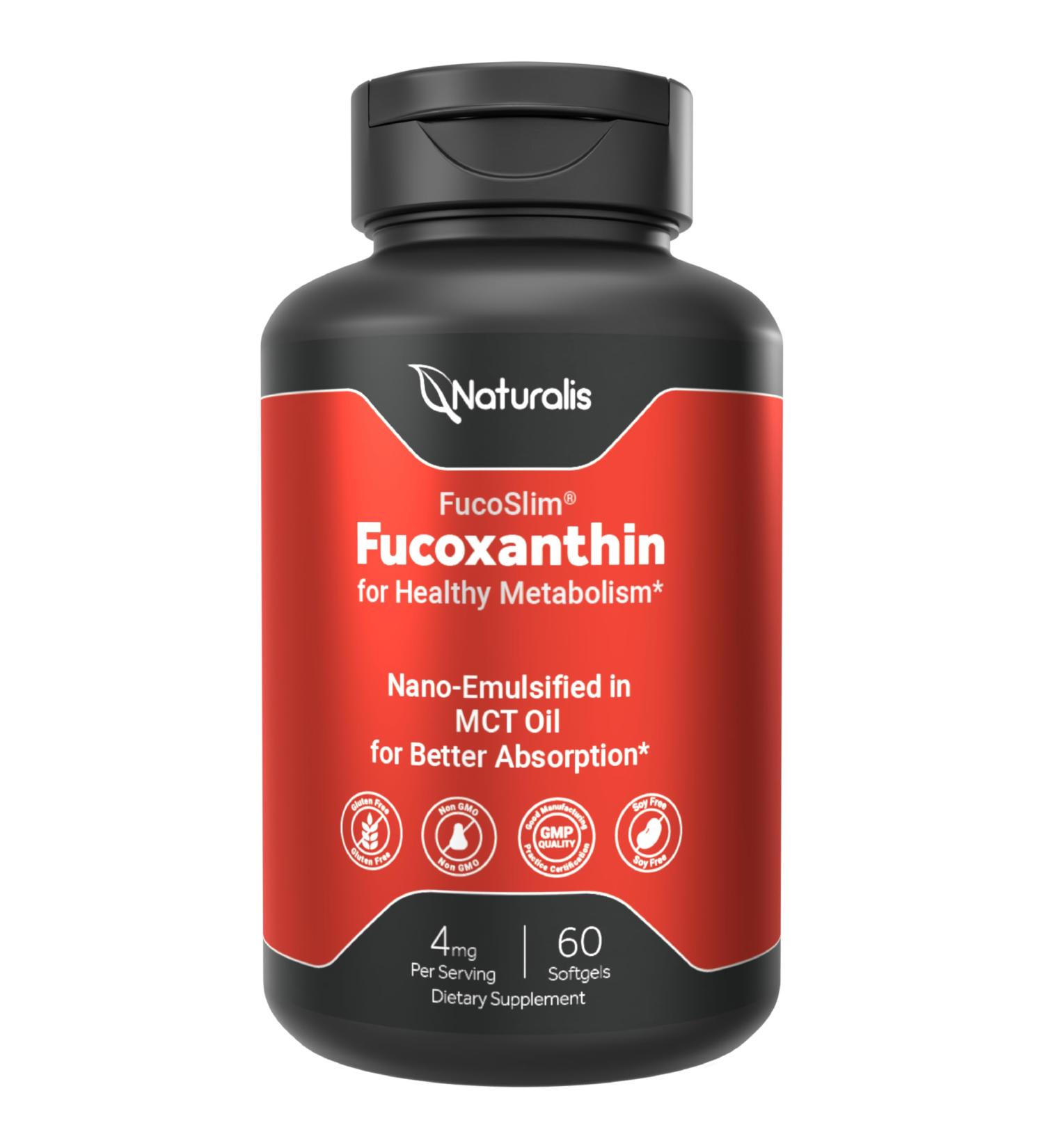 Naturalis New Zealand Fucoxanthin (4mg) | Made with FucoSlim | Non-GMO Soy & Gluten Free | 60 Softgels (2 Month Supply) - Buy Online on GoSupps.com