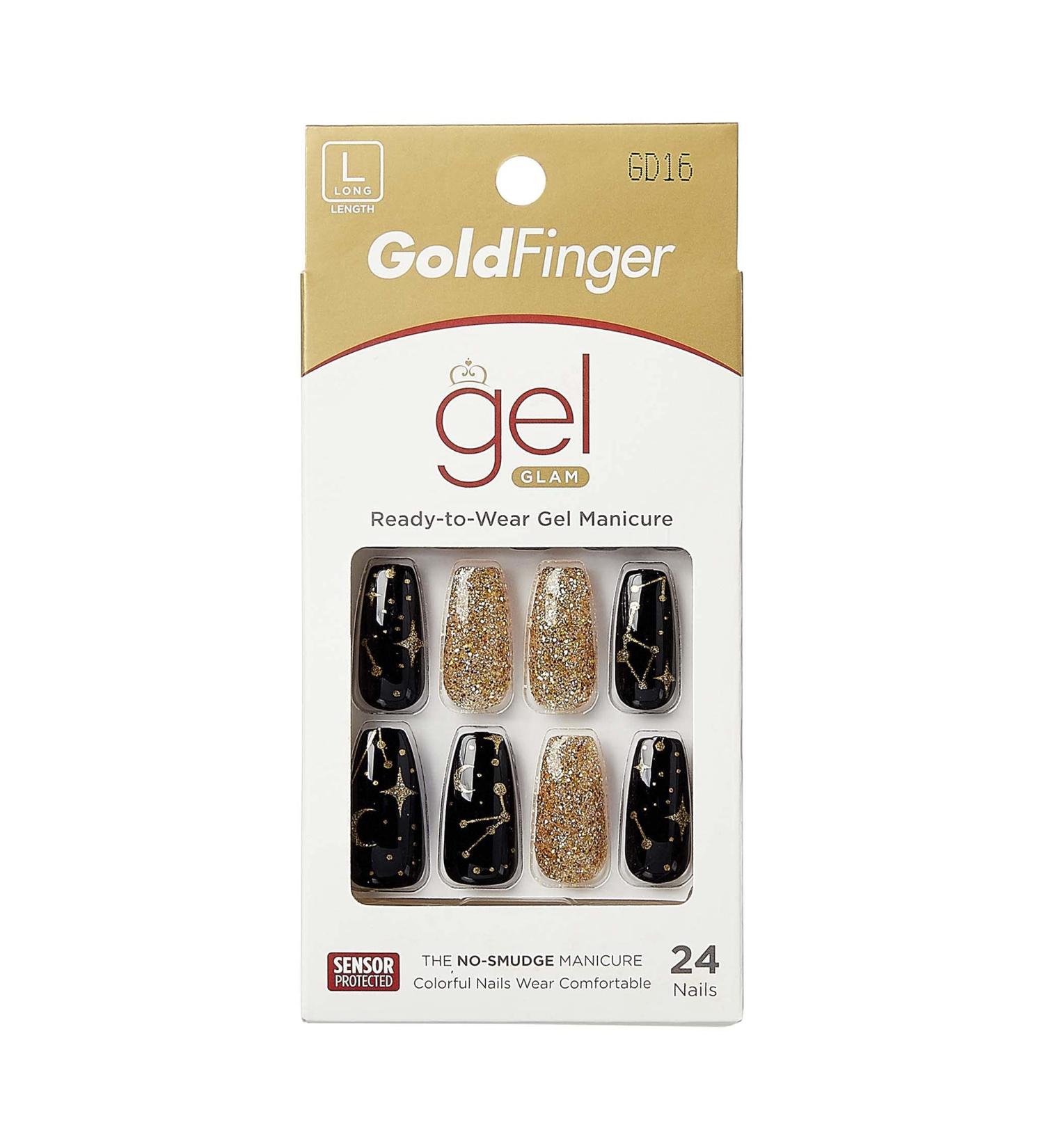 Gold Finger Gel Glam Design Nail Press On Nails - Long Length (GD16) - Buy Online on GoSupps.com