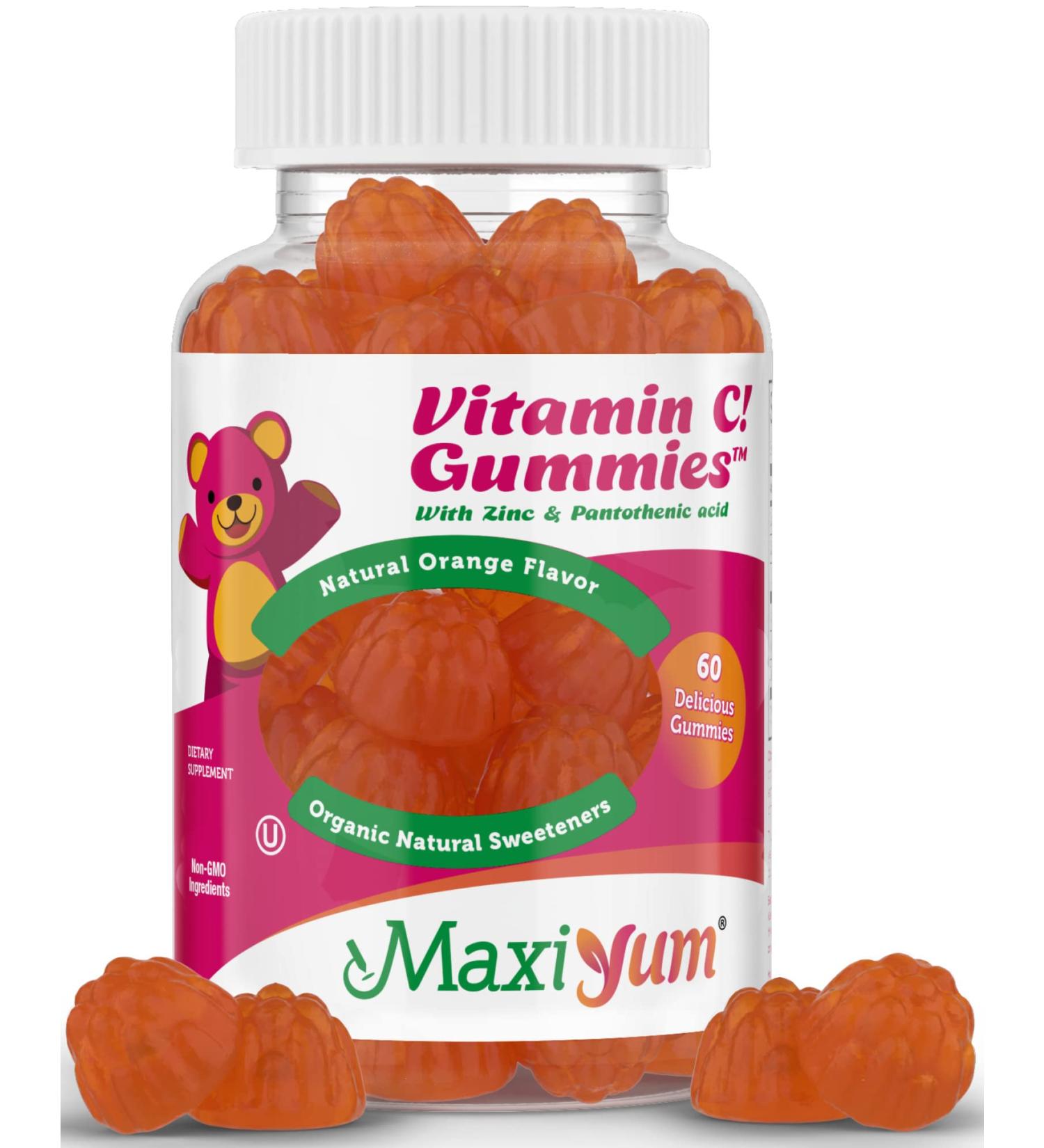 Vitamin C Gummies with Zinc - Respiratory and Immune Support - 60 Fruit Shaped Gummies - No Preservatives - Maxi-Health - Buy Online on GoSupps.com