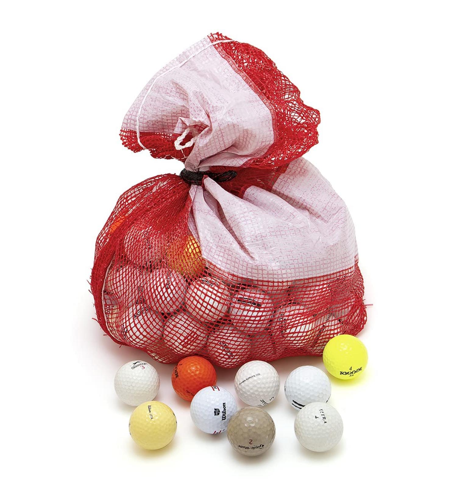 100 Recycled Golf Balls for Men - Hit-Away Bulk Mix in Mesh Shag Bag - Perfect for Practice & Range Hitting - Buy Online on GoSupps.com