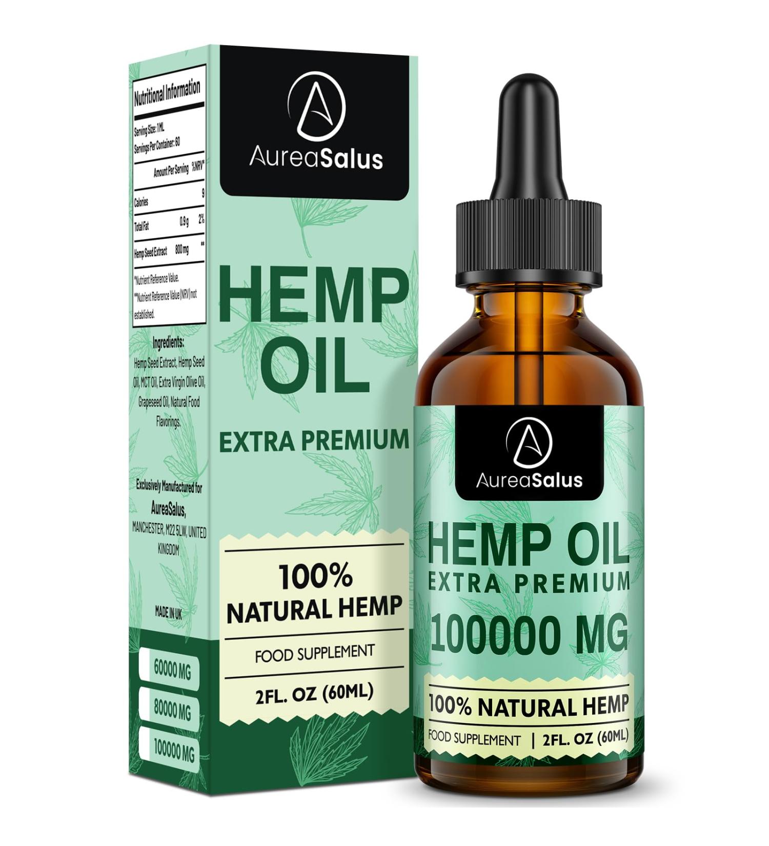 AureaSalus Premium Natural Oil 100000MG | Omega 3-6-9 | Relieve Anxiety & Improve Sleep | GMO-Free | 60.00 ml - Buy Online on GoSupps.com