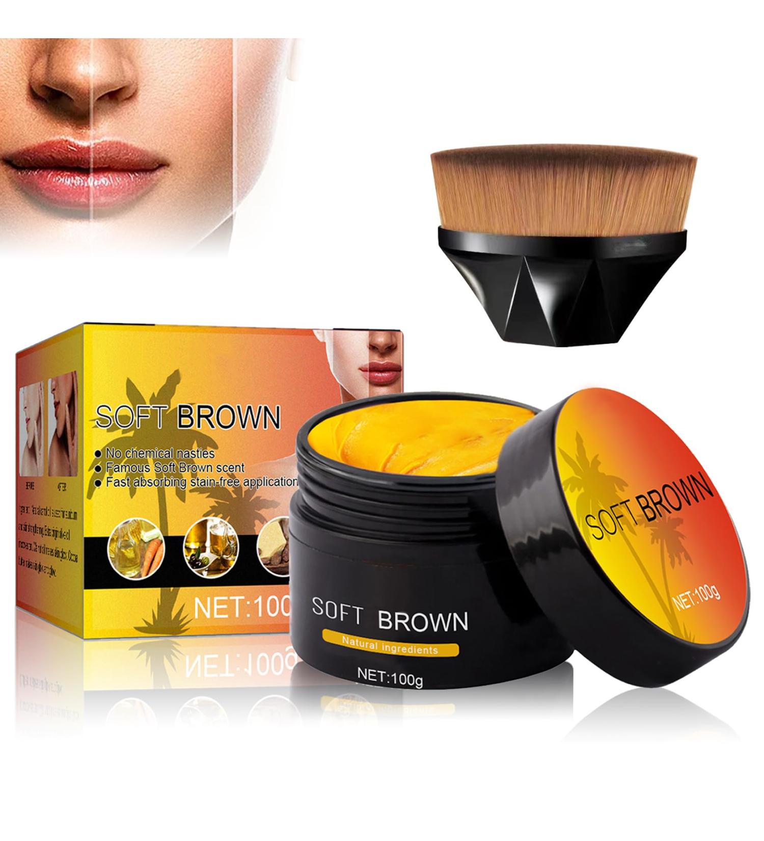 Soft Brown Tanning Gel - Natural Carrot Sun Tanning Cream with Brush (100g) - Perfect for Outdoor & Sunbeds - Buy Online on GoSupps.com