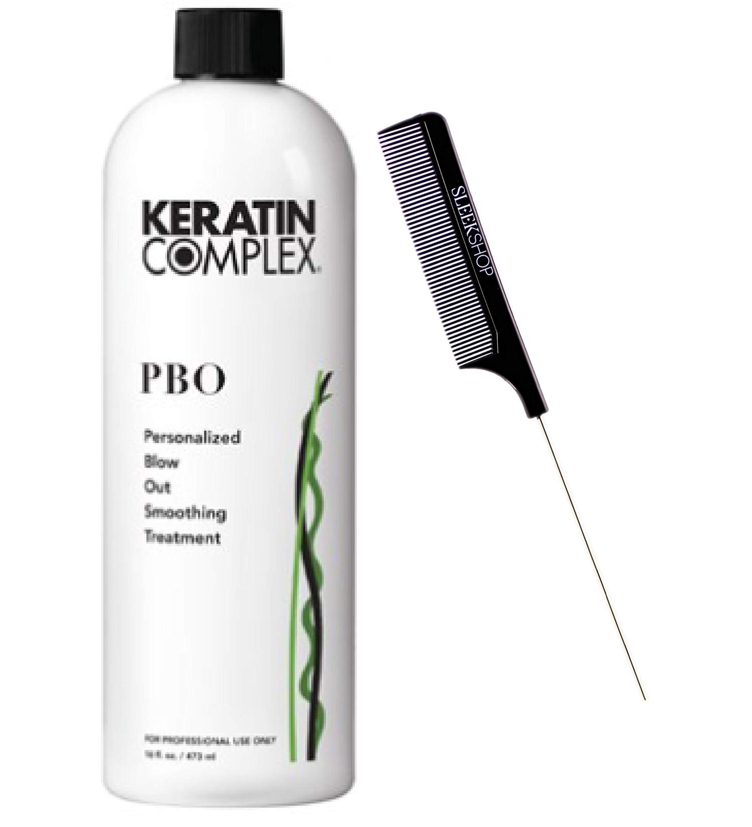 Keratin Complex PBO Personalized Blow Out Smoothing Treatment TRY ME KIT (w/Sleek Steel Pin Rat Tail Comb) (16 ounce bottle)