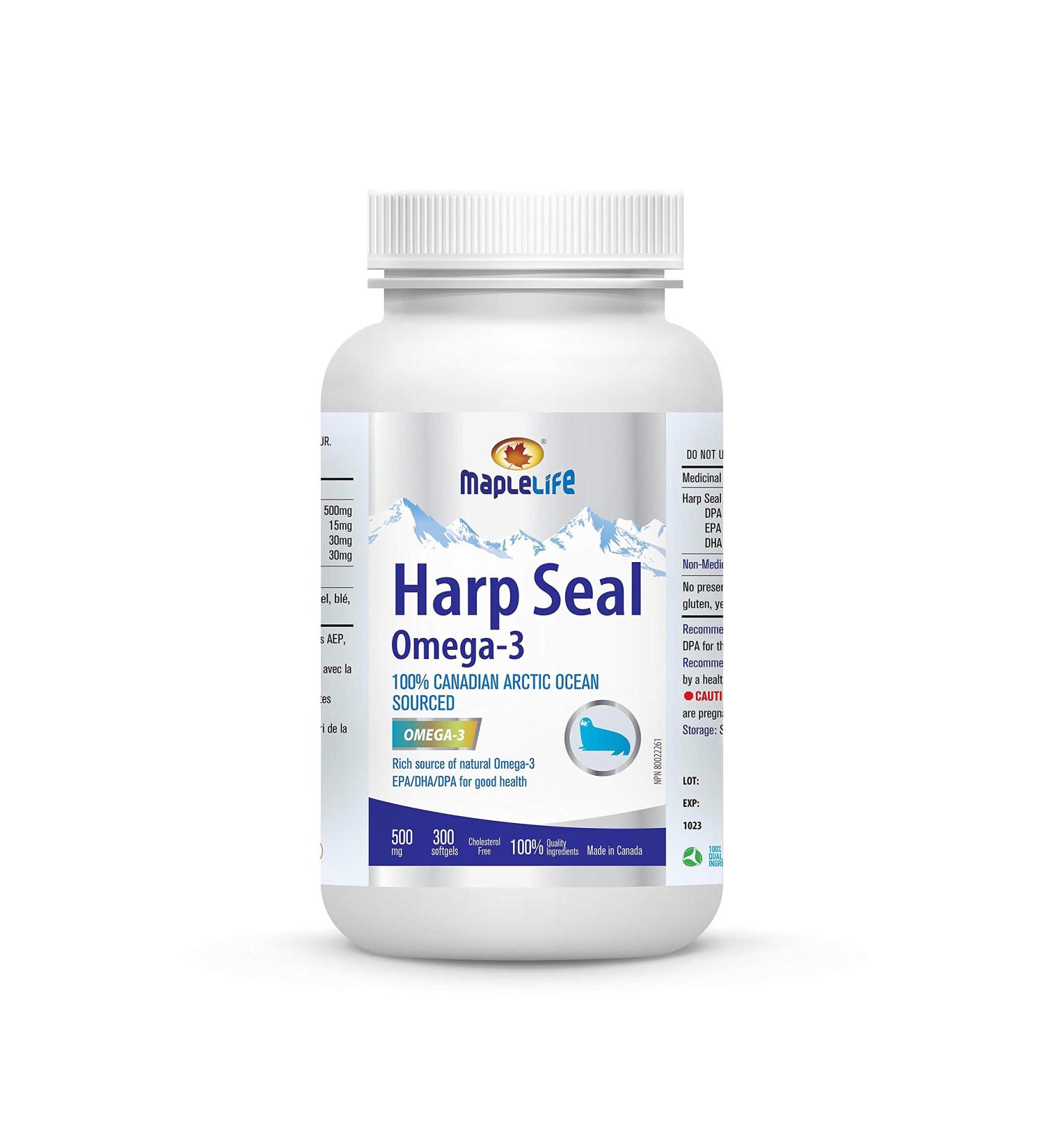 Maplelife Nutrition Harp Seal Oil 500 mg 100% Canadian Arctic Ocean Sourced EPA/DHA/DPA for Better Absorption Boost Brain Power Maintain Cardiovascular Health Lower Cholesterol & Triglyceride Anti-Inflammation Improve Cognitive Function 300 Softgels 300 c - Buy Online on GoSupps.com