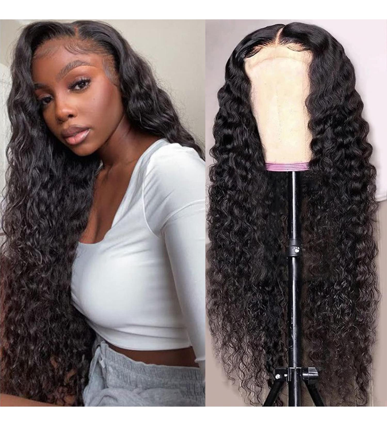 32 Inch Glueless Deep Wave Lace Front Wig - 150% Density Brazilian Human Hair - HD Transparent - Pre Plucked - For Black Women - Buy Online on GoSupps.com