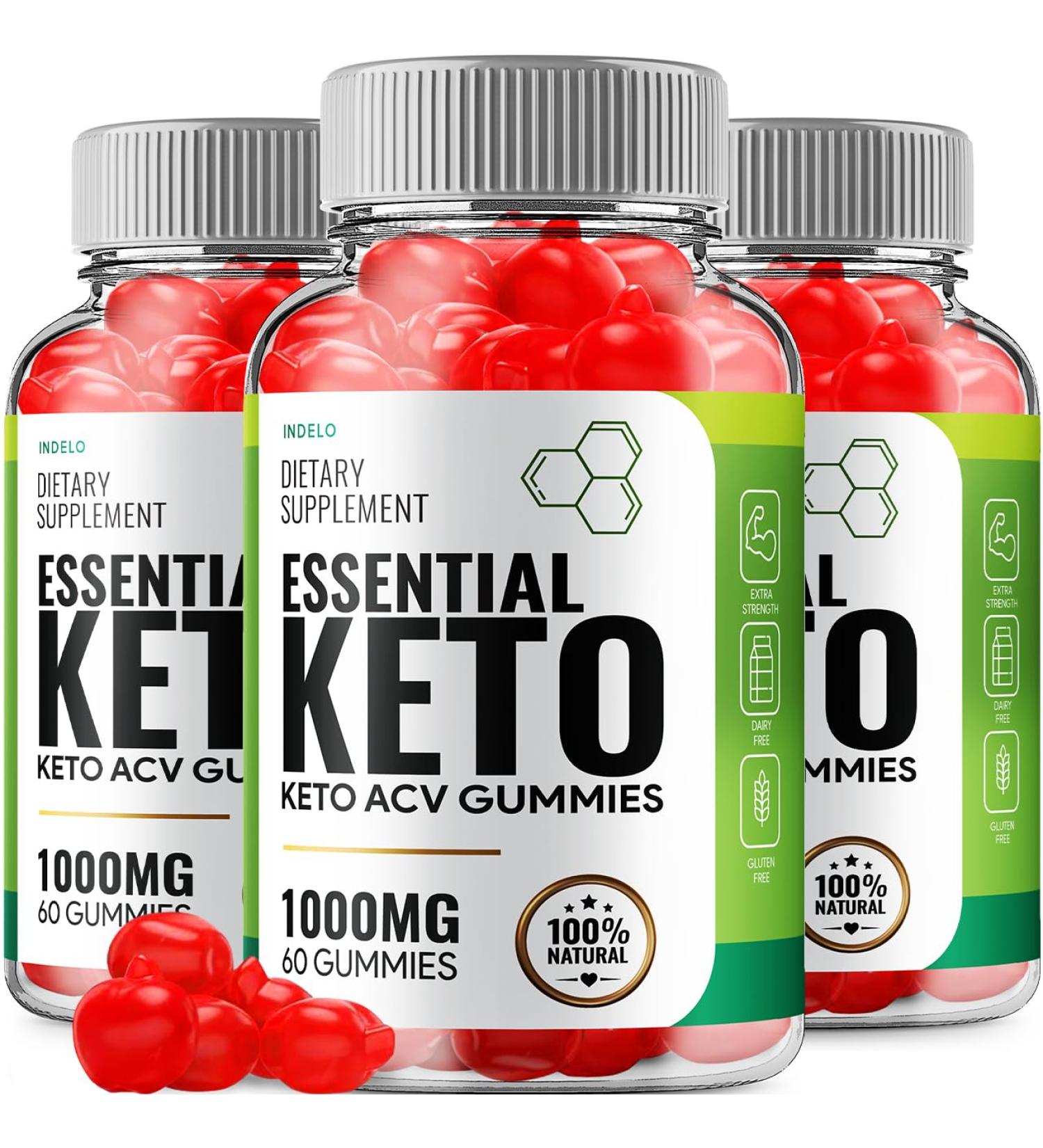(3 Pack) Essential Keto ACV Gummies - Advanced Formula Essential Keto + ACV Weight Management Gummies Apple Cider Vinegar Keto Essential Dietary Supplement Reviews Vitamin B12 B6 (180 Gummies) - Buy Online on GoSupps.com