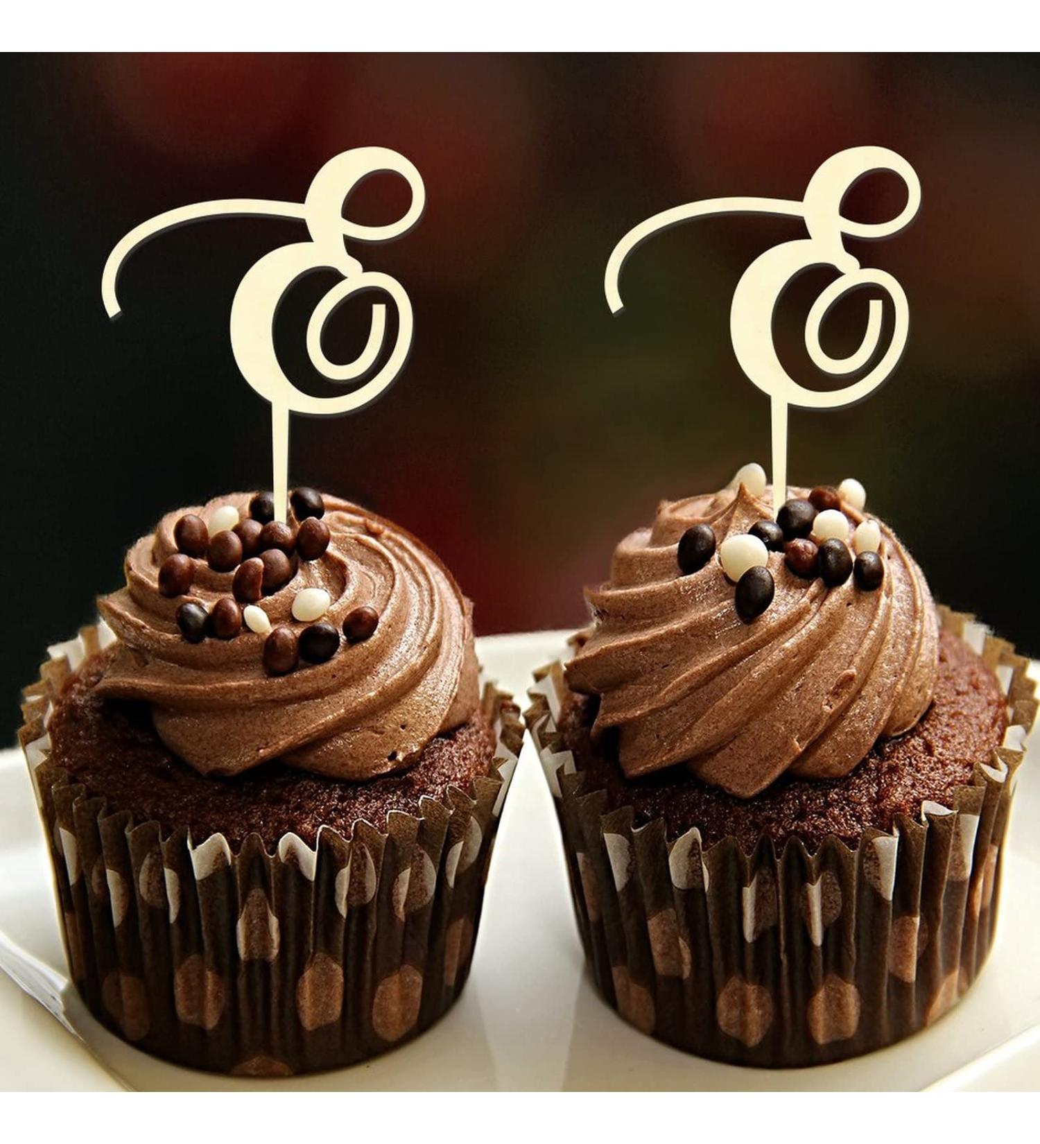 Letter E Cupcake Toppers Monogram Initial Last Name Wood For Wedding Anniversary Decorations Rustic Floral Wreath Choosing Letter Design Color Engagement Gifts 24PCS Style-4 - Buy Online on GoSupps.com