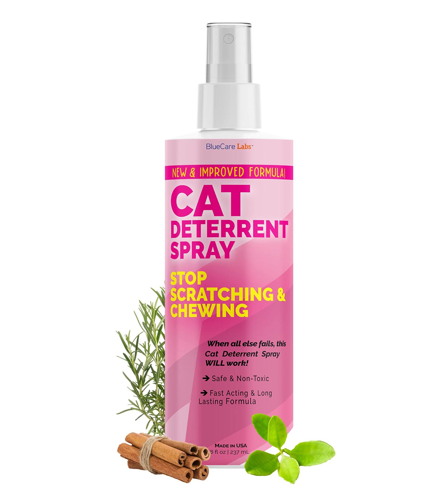 Cat and Kitten Scratch Spray Deterrent by Bluecare Labs - Non-Toxic Pet Repellent for Indoor Cats & Kittens - Buy Online on GoSupps.com
