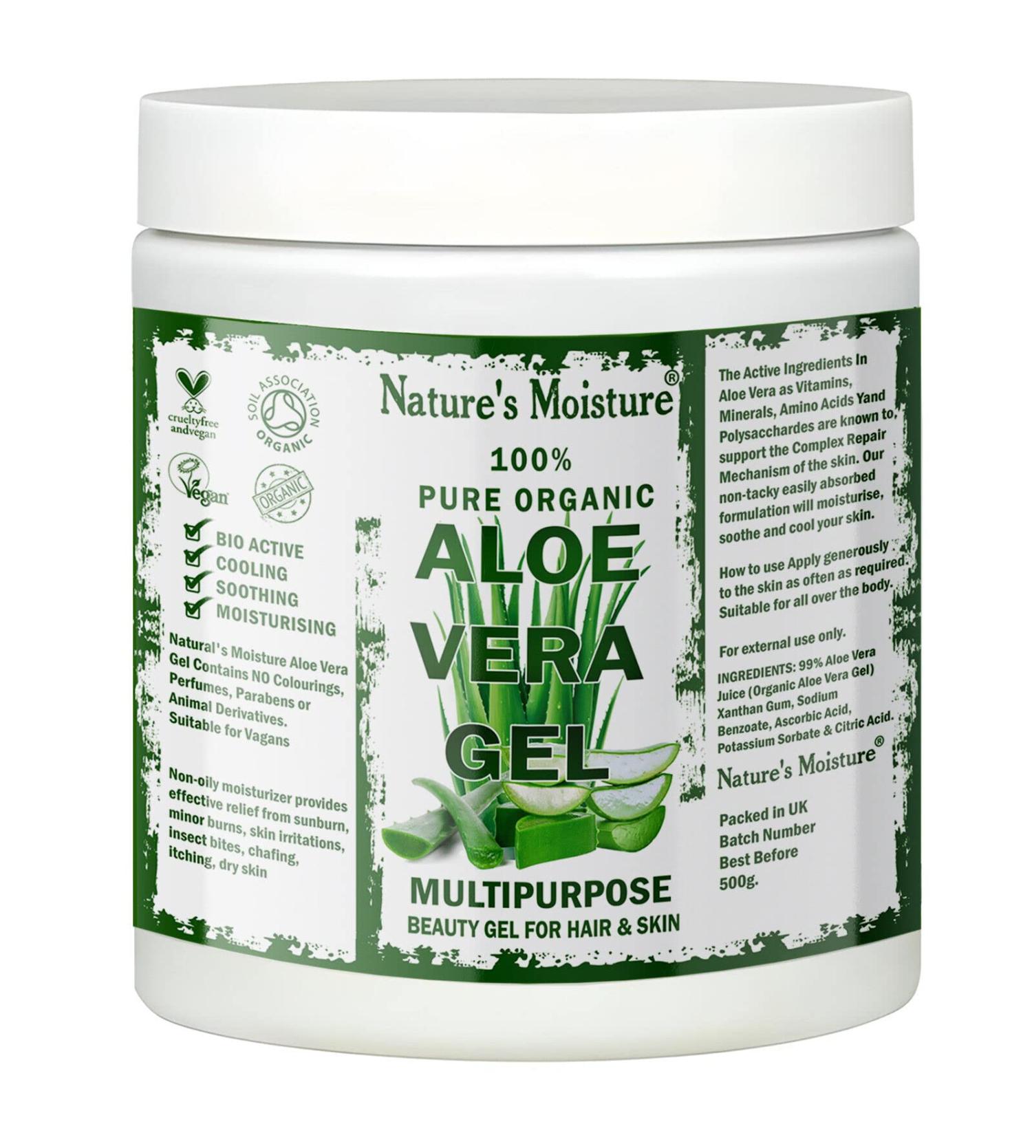 Organic 100% Pure Aloe Vera Gel - Hydrating After Sun Care for Face, Body, Hair - Ideal for All Skin Types - 500g Cruelty-Free Formula - Buy Online on GoSupps.com