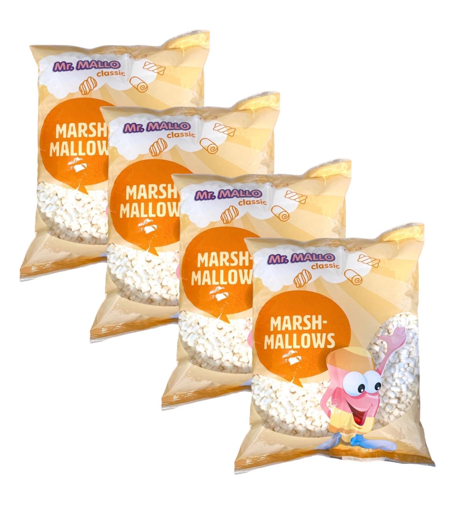 Mr. Mallo Mini Marshmallows 4x1000g - Bulk Soft Candy for Baking & Cocoa | International Shipping Available - Buy Online on GoSupps.com