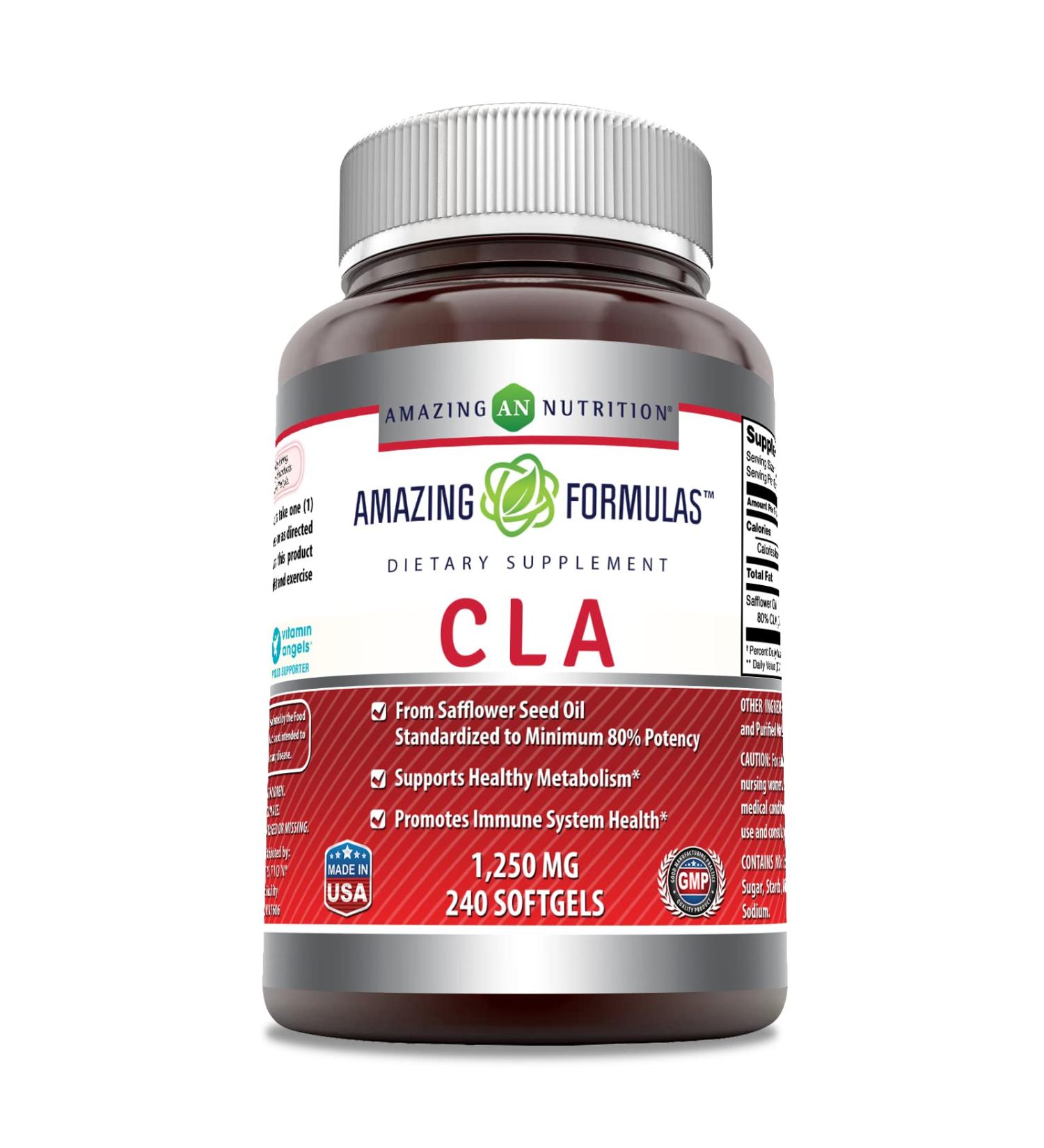 Amazing Formulas CLA Supplement - 1250 Mg Conjugated Linoleic Acid Softgels | Non-GMO Gluten-Free Made in USA | 240 Count - Shop Now - Buy Online on GoSupps.com