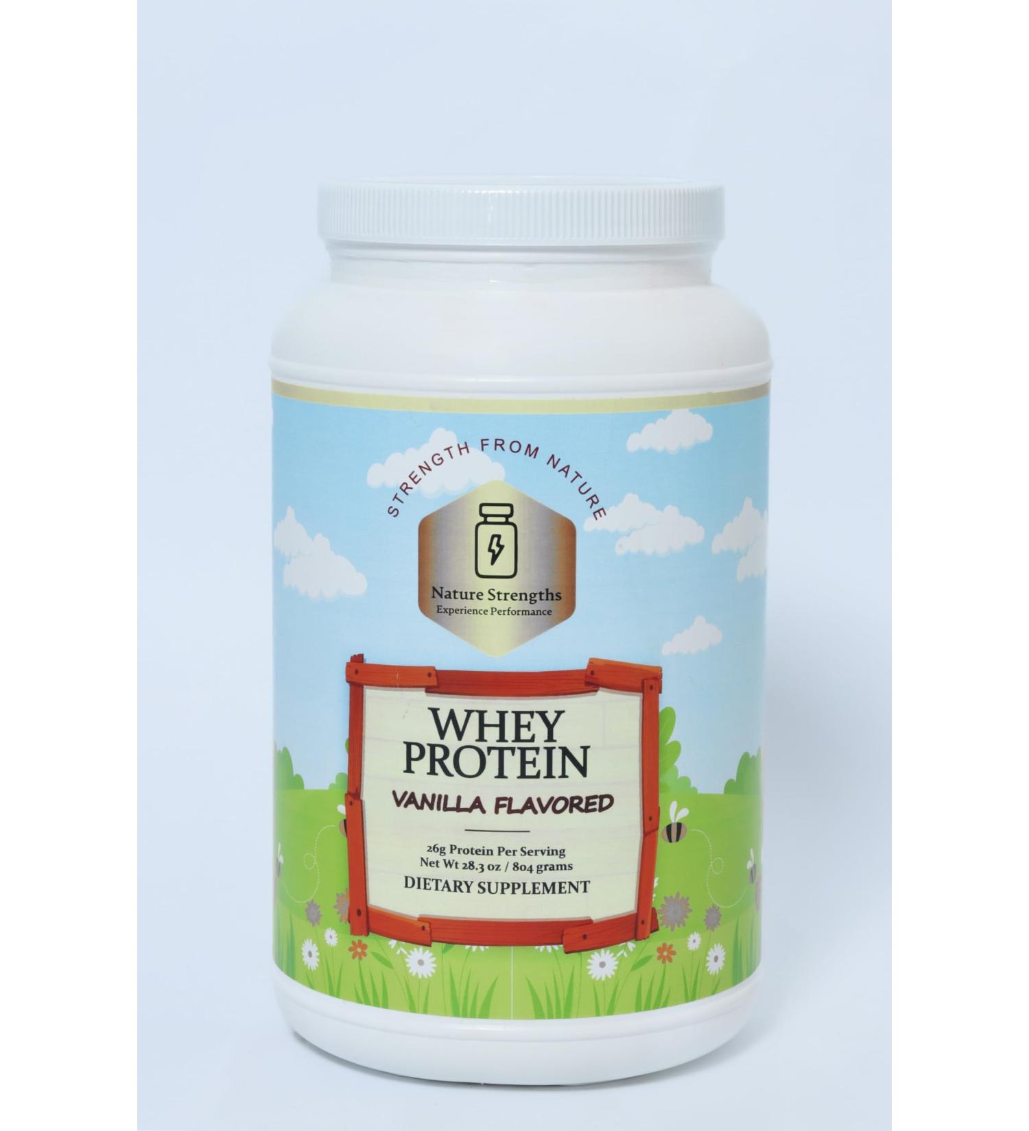 Premium Vanilla Whey Protein Powder - 26g Protein Calcium Rich 28.3 oz - Made in USA FDA Registered Facility - Buy Online on GoSupps.com