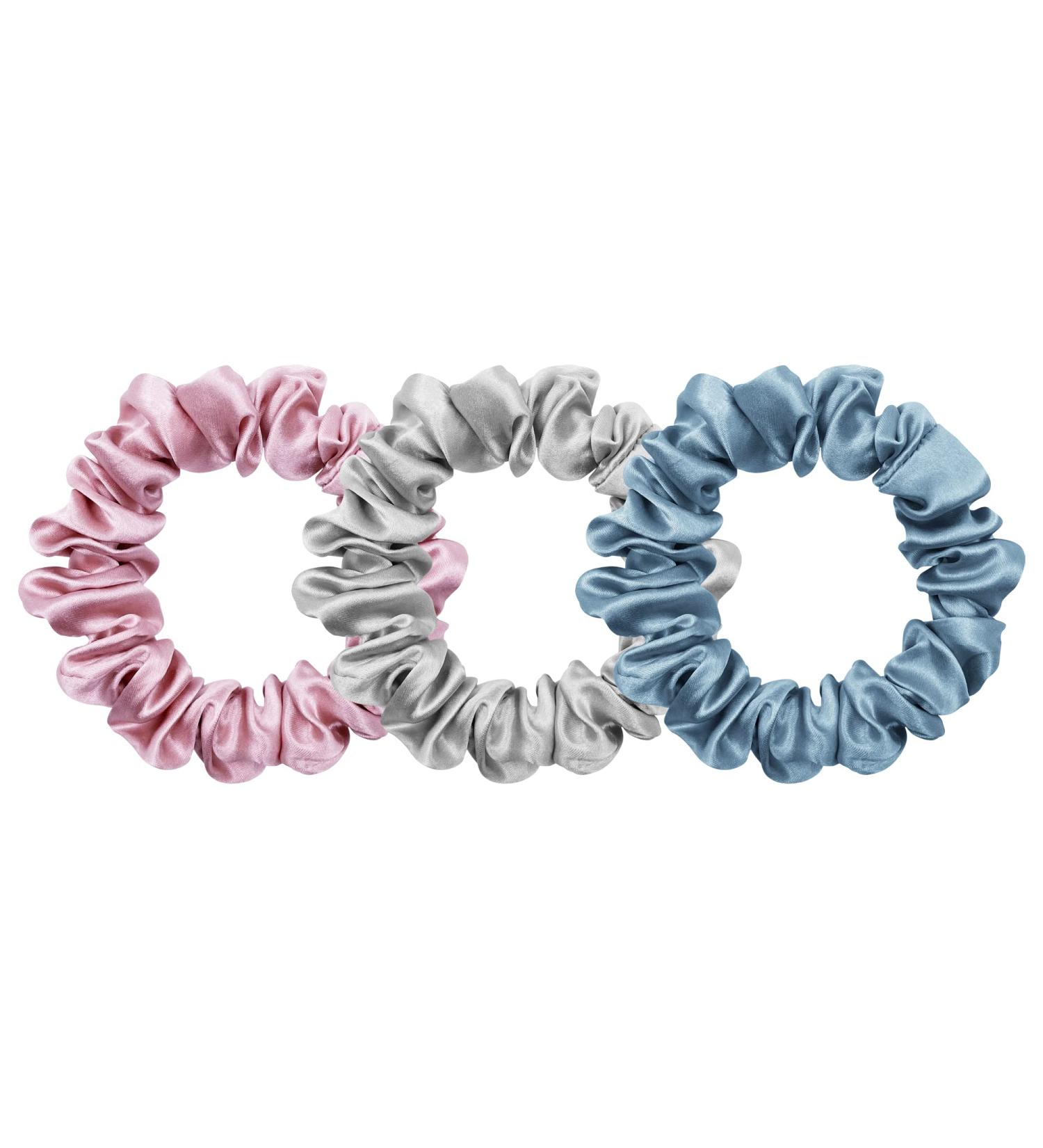 Silksure 22 Momme Mulberry Silk Scrunchies for Hair - Hair Tie Solution for Damage, Frizz & Breakage - Luxurious Silk Hair Accessories (Pink Grey Blue) - Buy Online on GoSupps.com