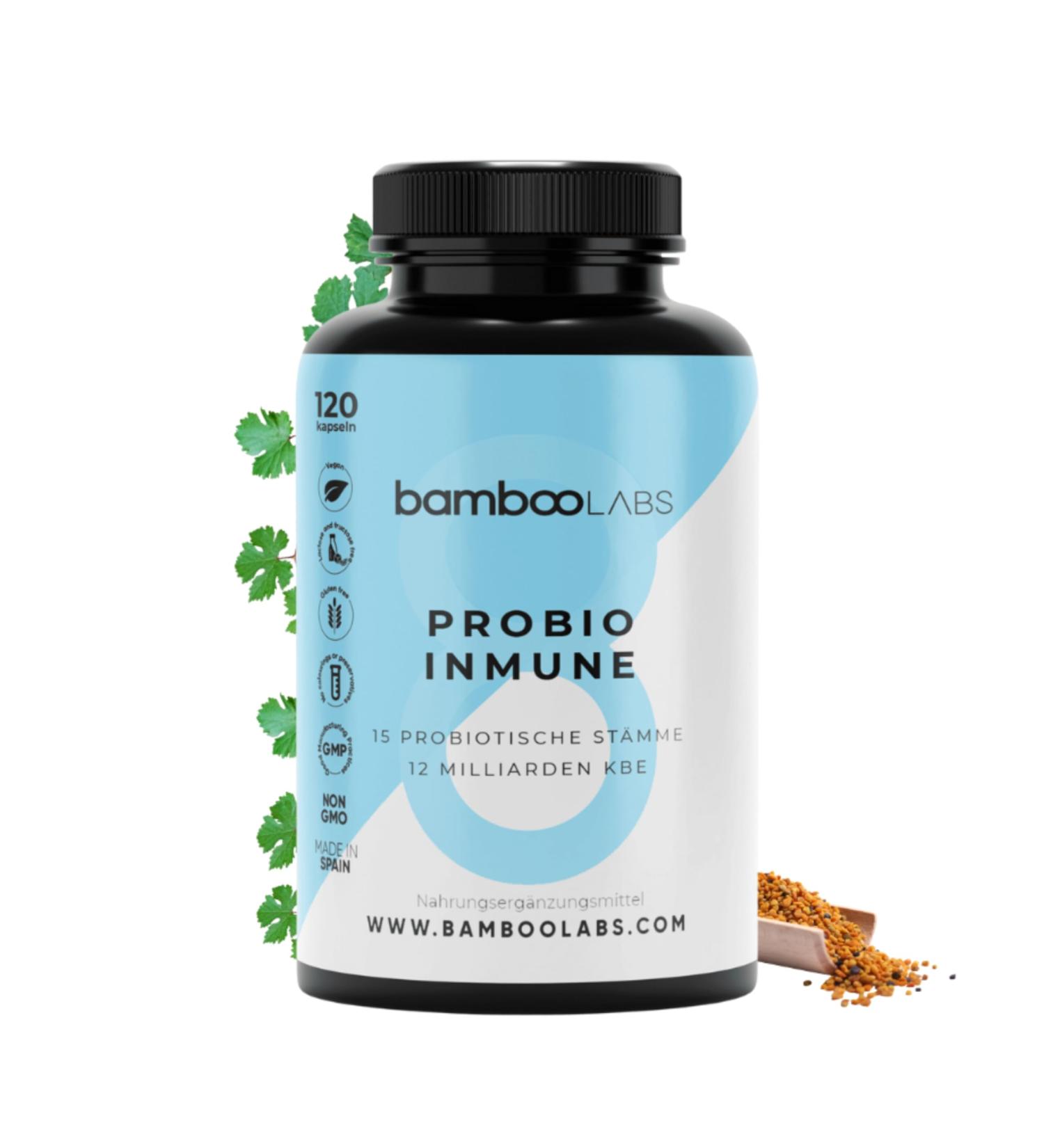 BAMBOO Labs Darmprobiotics + Complete Vitamin Complex | Vegan Probiotic Capsules with Lactobacillus Casei | Immune Support | 120 Microbioma Capsules - Buy Online on GoSupps.com