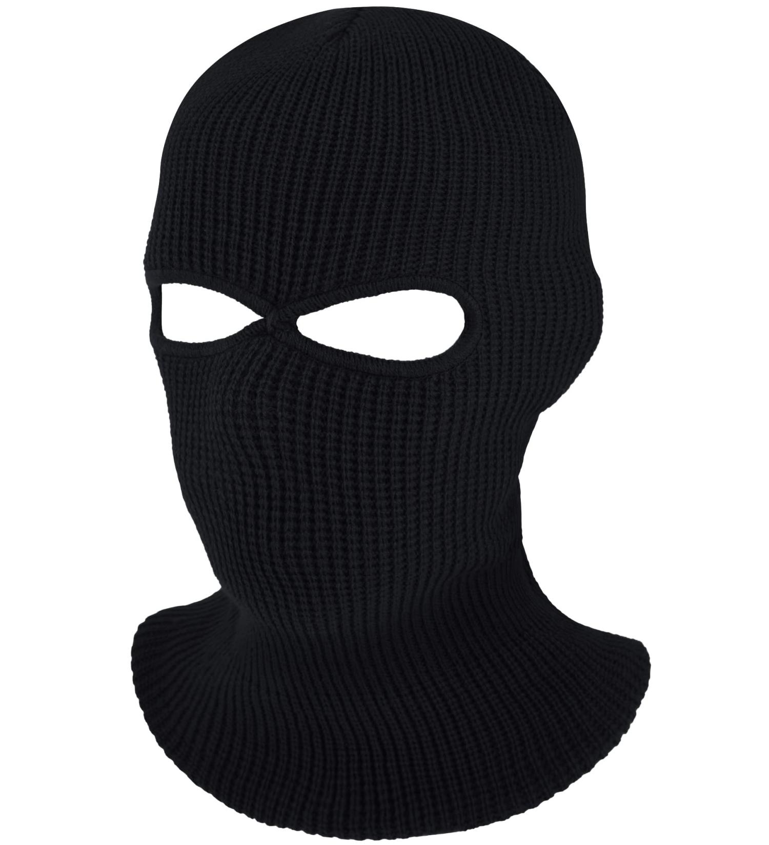 Geyoga Kids Balaclava Ski Mask - Black Winter Knit Face Cover with 2 Holes | Adult Size Perfect for Cold Weather - Buy Online on GoSupps.com