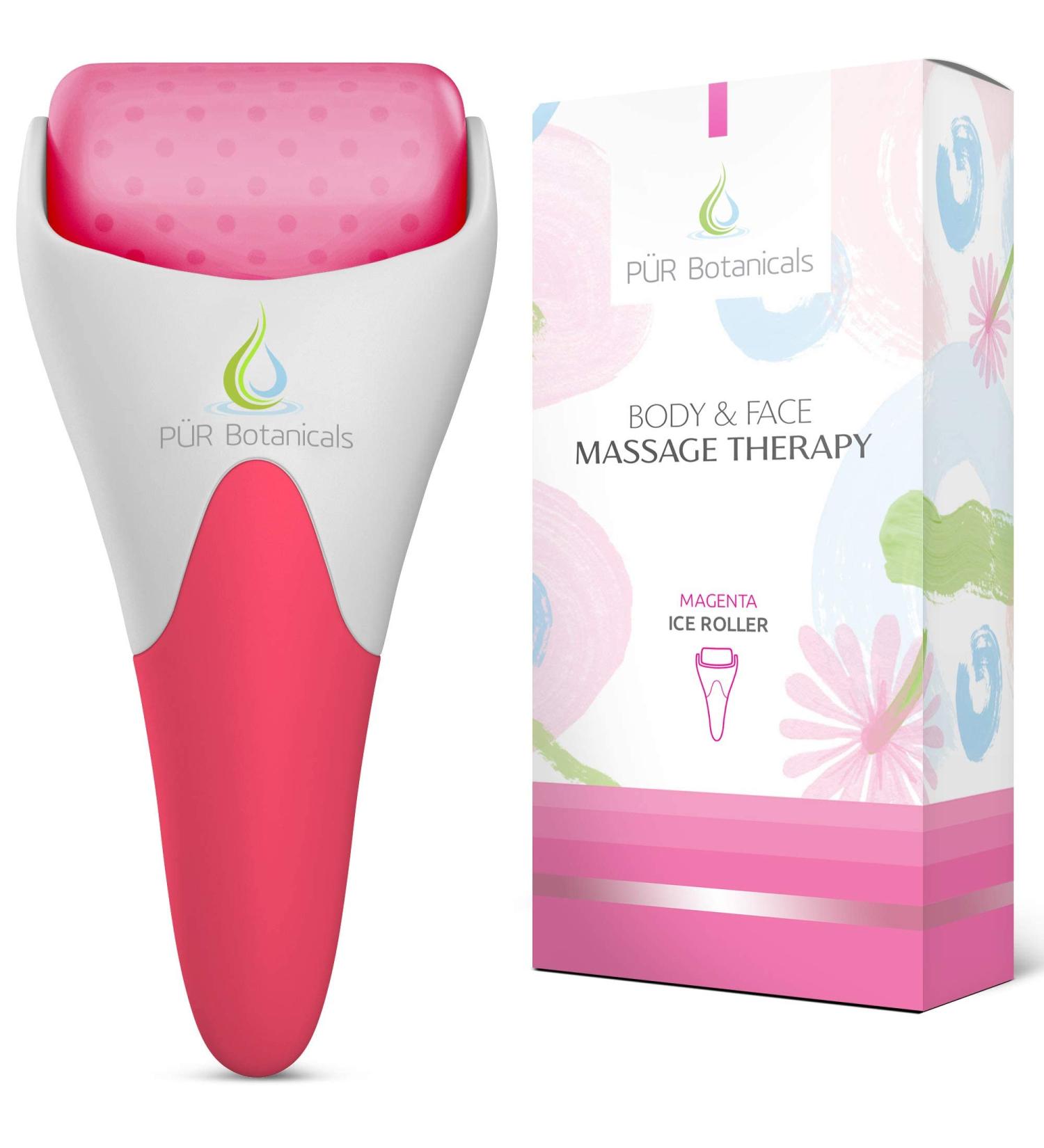 PUR Botanicals Ice Roller for Face & Eye Puffiness Relief - Therapeutic Facial Massager for Beauty - Cooling Face Rollers - Tone, Tighten & Revitalize Skin - Reduce Wrinkles & Relieve Pain - Magenta - Buy Online on GoSupps.com