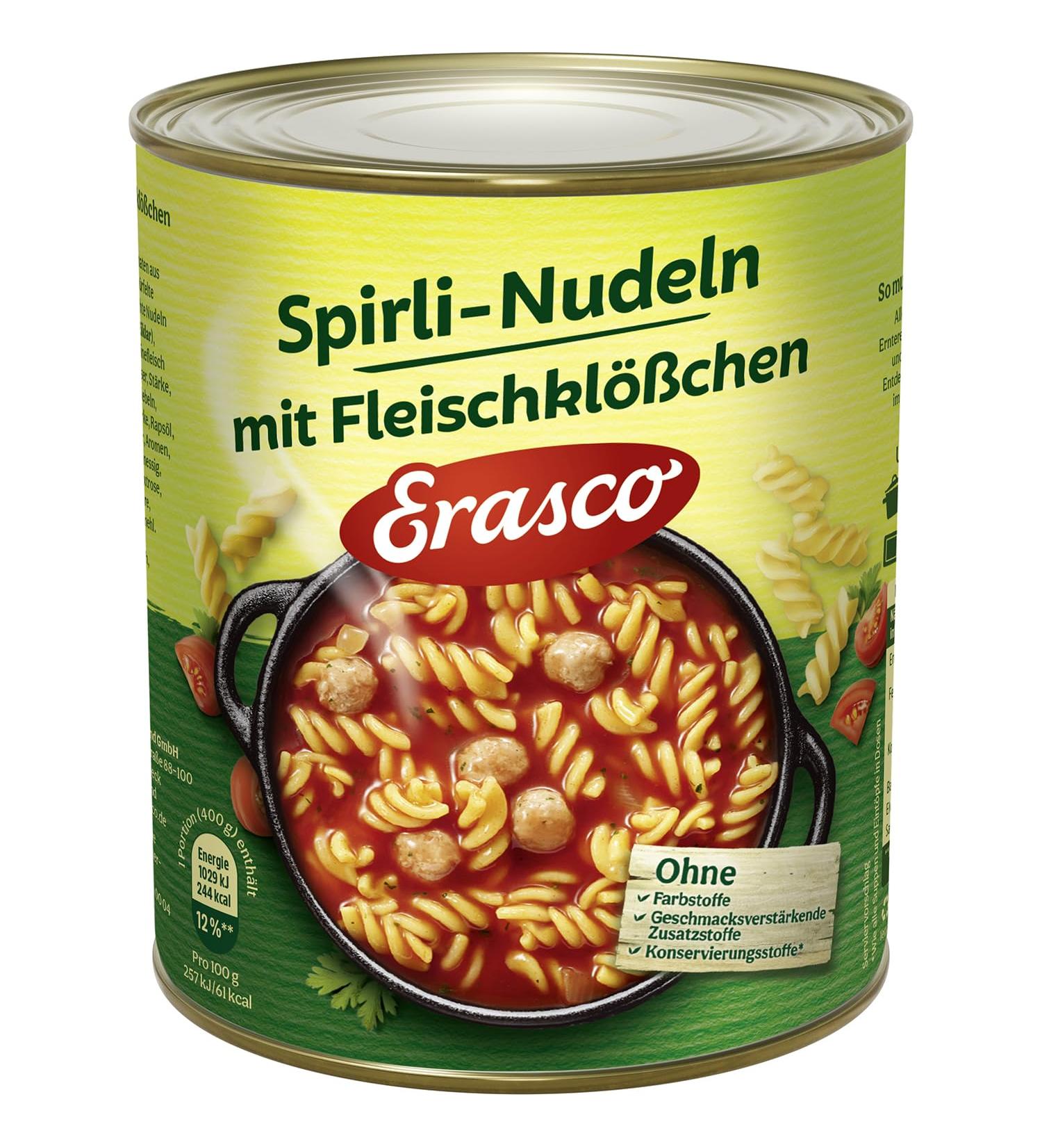Erasco Spirli Pasta with Meatballs Pack of 3 (3 x 800 g can) 3 800 g (Pack of 3)