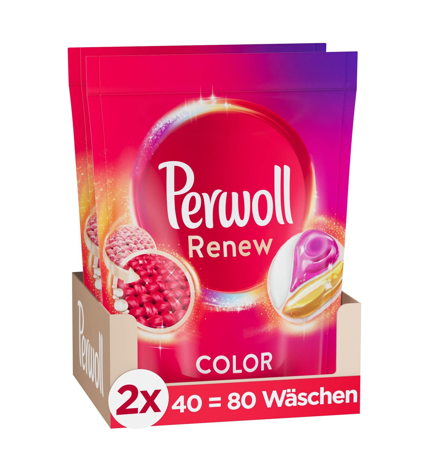 Perwoll Renew Caps Color & Fiber Detergent - 80 Washes of All-in-One Care for Vibrant Colors & Smoother Fabrics - Buy Online on GoSupps.com