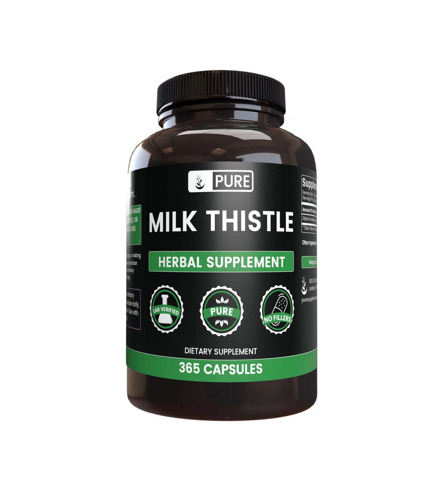 365 Capsules Milk Thistle - Pure Original Ingredients, Lab Verified, No Fillers - 365 Count - Buy Online on GoSupps.com