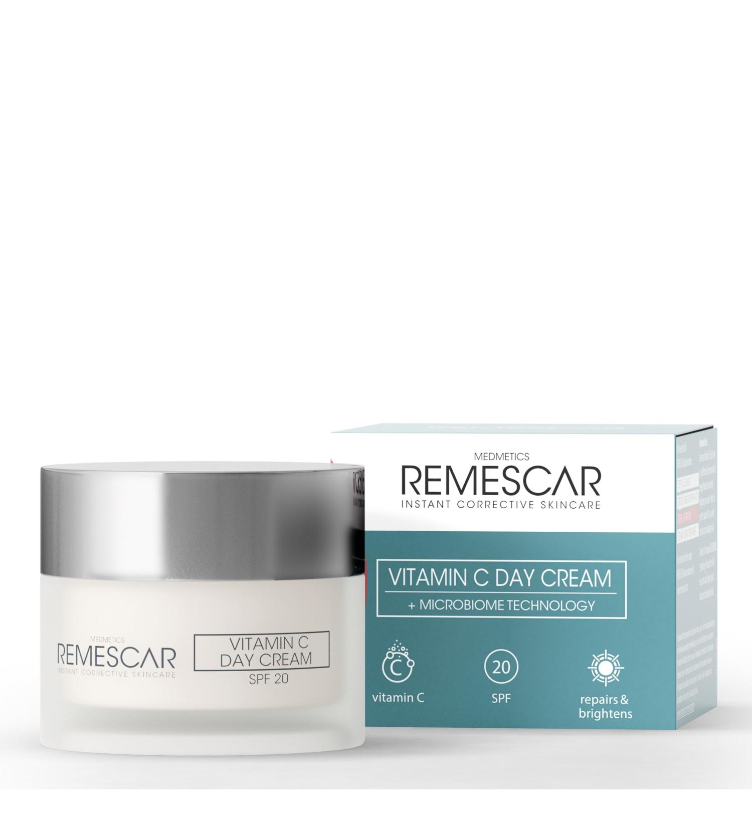 Remescar Vitamin C Day Cream SPF 20 50 ml - Nourishes and hydrates your skin - Anti-Wrinkle Face Cream for Women and Men - Buy Online on GoSupps.com