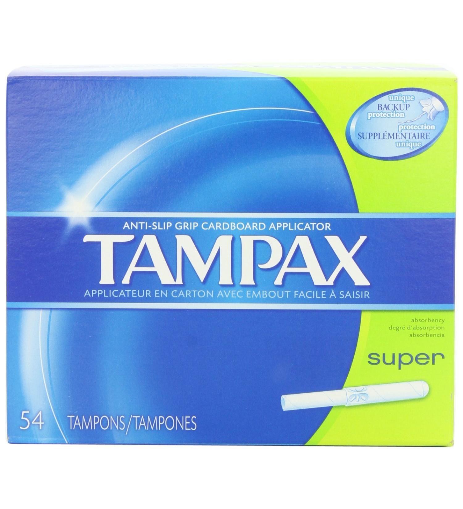 Tampax Anti-Slip Grip Cardboard Applicator Super Absorbency Tampons - 54 Ct | Effective Leak Protection - Buy Online on GoSupps.com